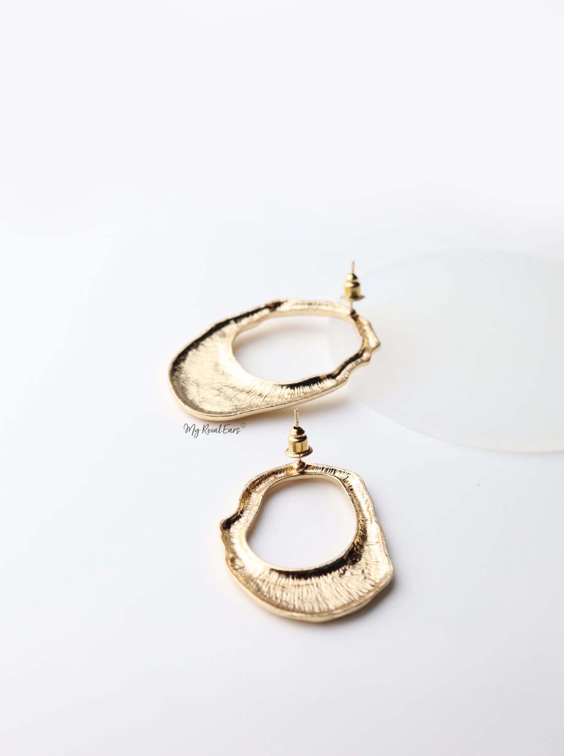 Acantha- gold plated abstract lock statement stud earrings - My Roial Ears LTD
