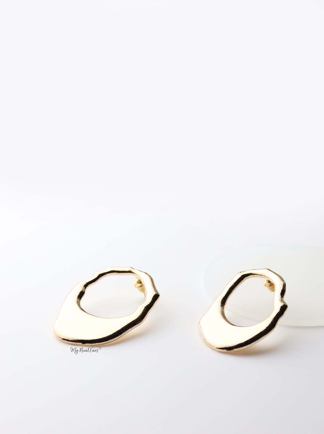 Acantha- gold plated abstract lock statement stud earrings - My Roial Ears LTD