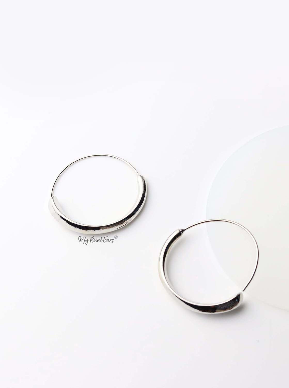 Adrasteia Silver - thin geometric circle earrings - My Roial Ears LTD