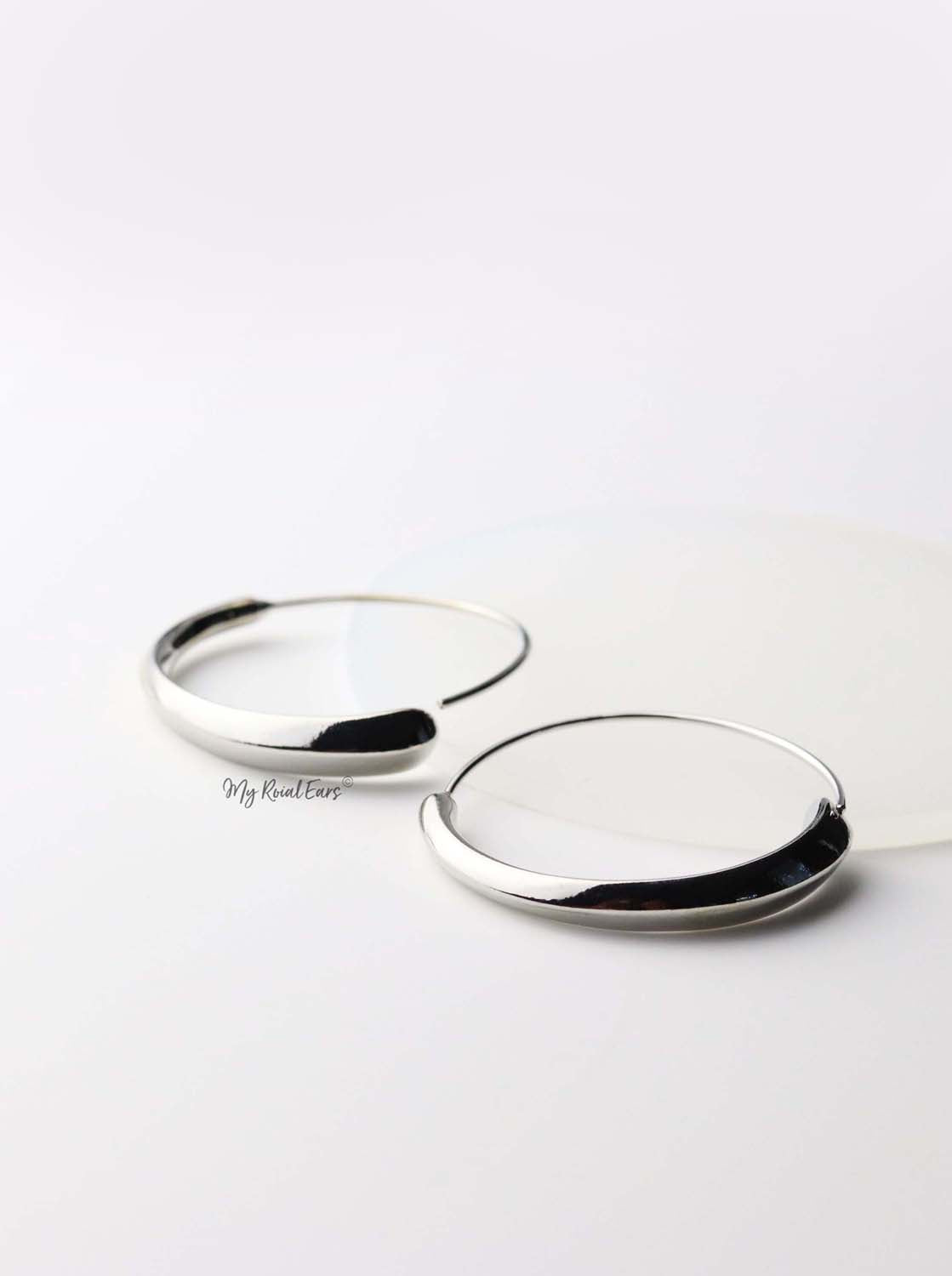 Adrasteia Silver - thin geometric circle earrings - My Roial Ears LTD