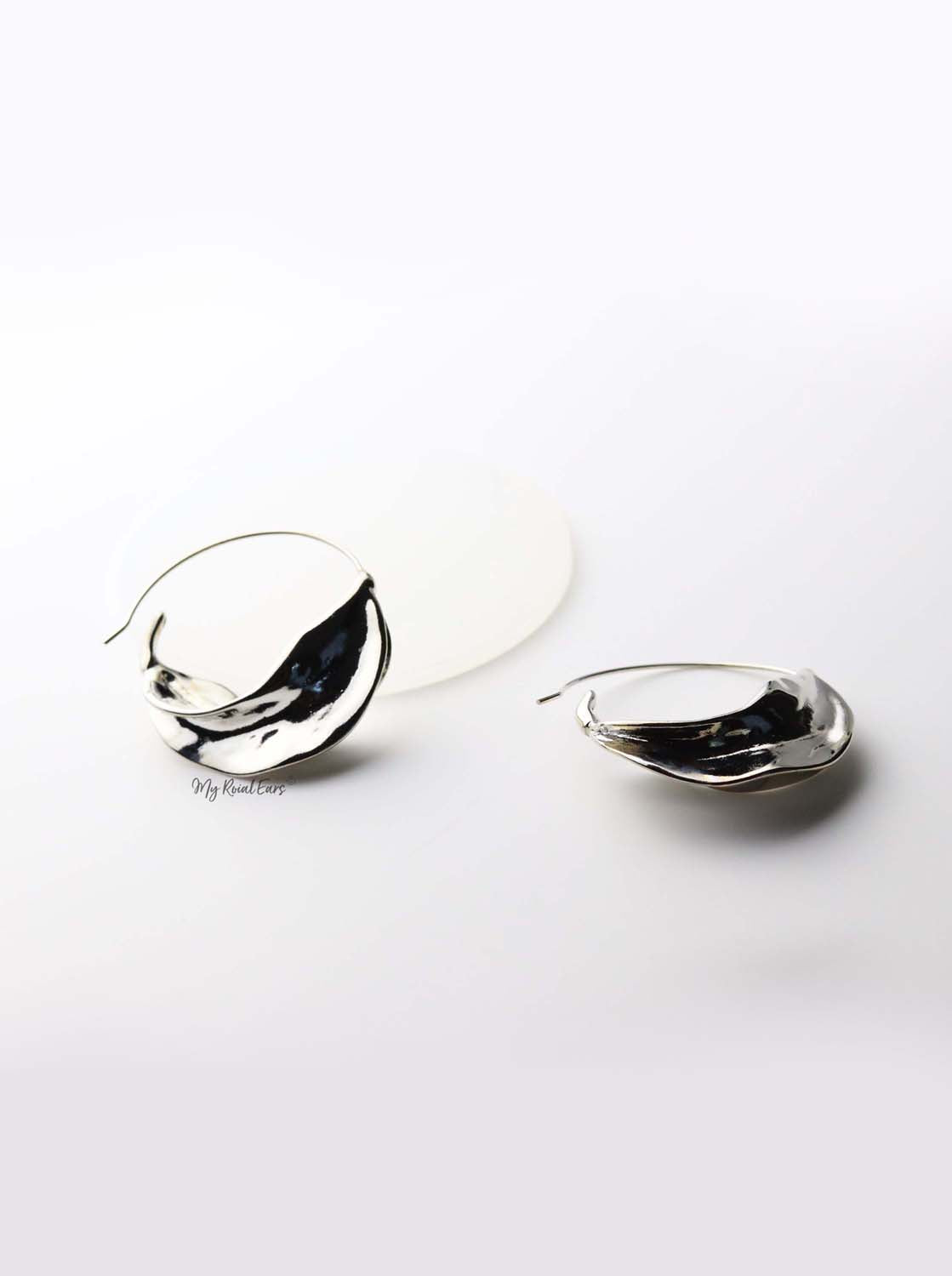 Alcippe- gold plated leaf-inspired hoop earrings - My Roial Ears LTD