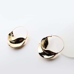 Alcippe- gold plated leaf-inspired hoop earrings - My Roial Ears LTD