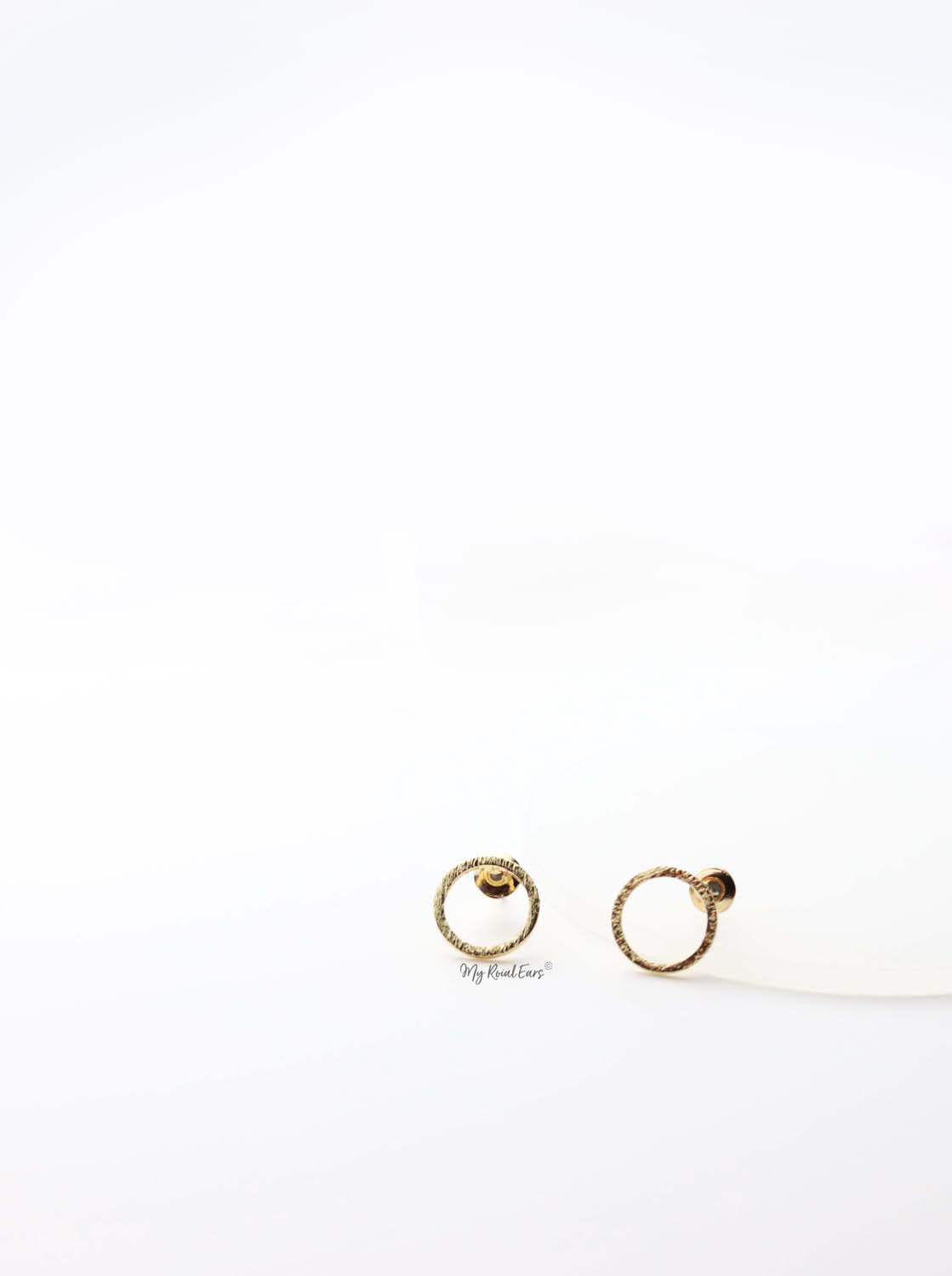 Anthea- gold plated round circle stud earrings - My Roial Ears LTD