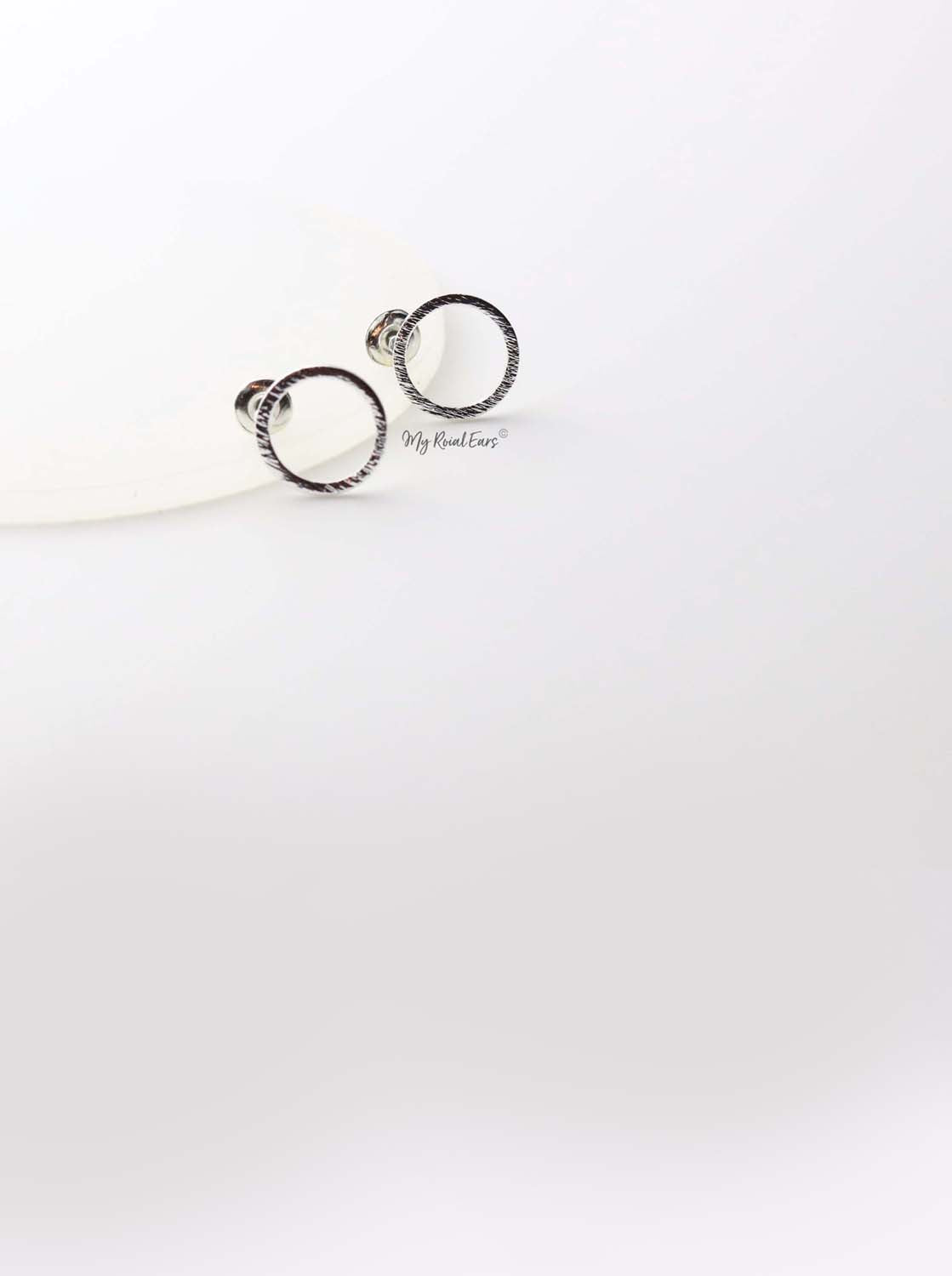 Anthea- gold plated round circle stud earrings - My Roial Ears LTD