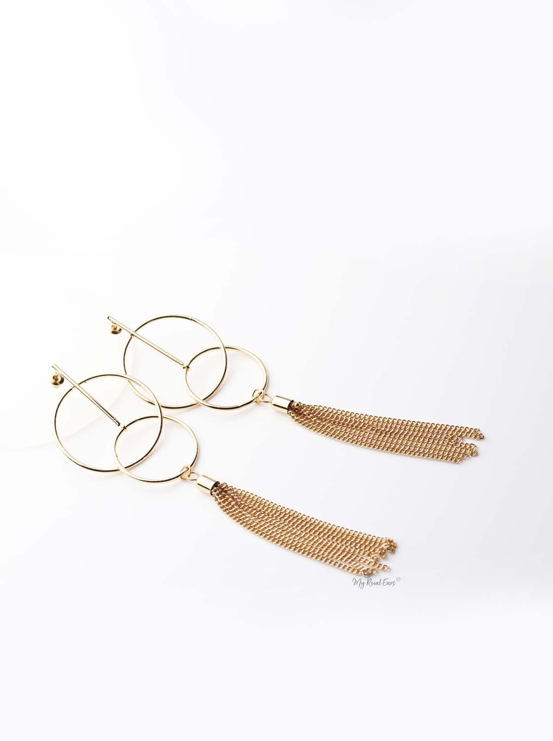 Rhea- gold plated tassel hoop earrings - My Roial Ears LTD