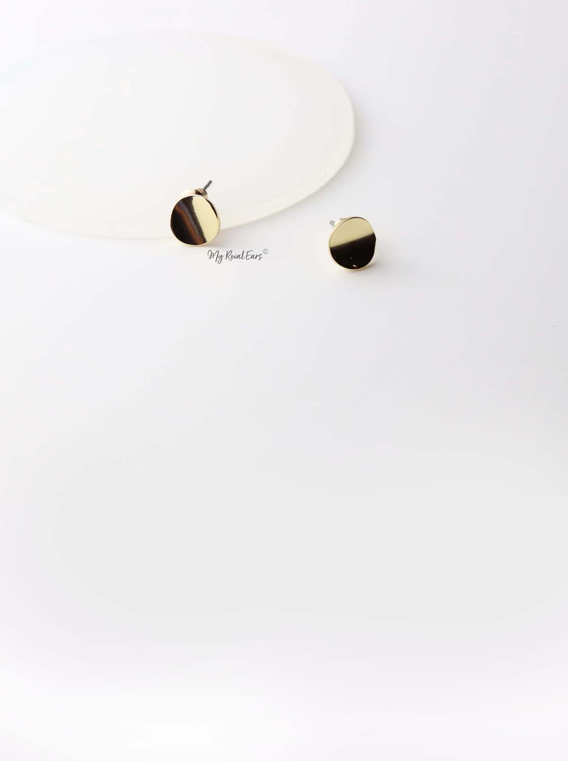 Atlanta- gold plated oval geometric stud earrings - My Roial Ears LTD