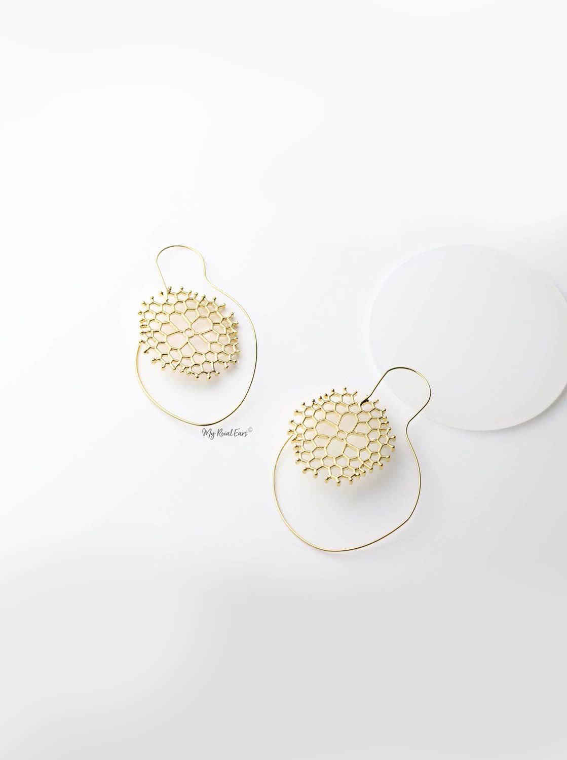 Danae- gold plated round spiral plant inspired earrings - My Roial Ears LTD