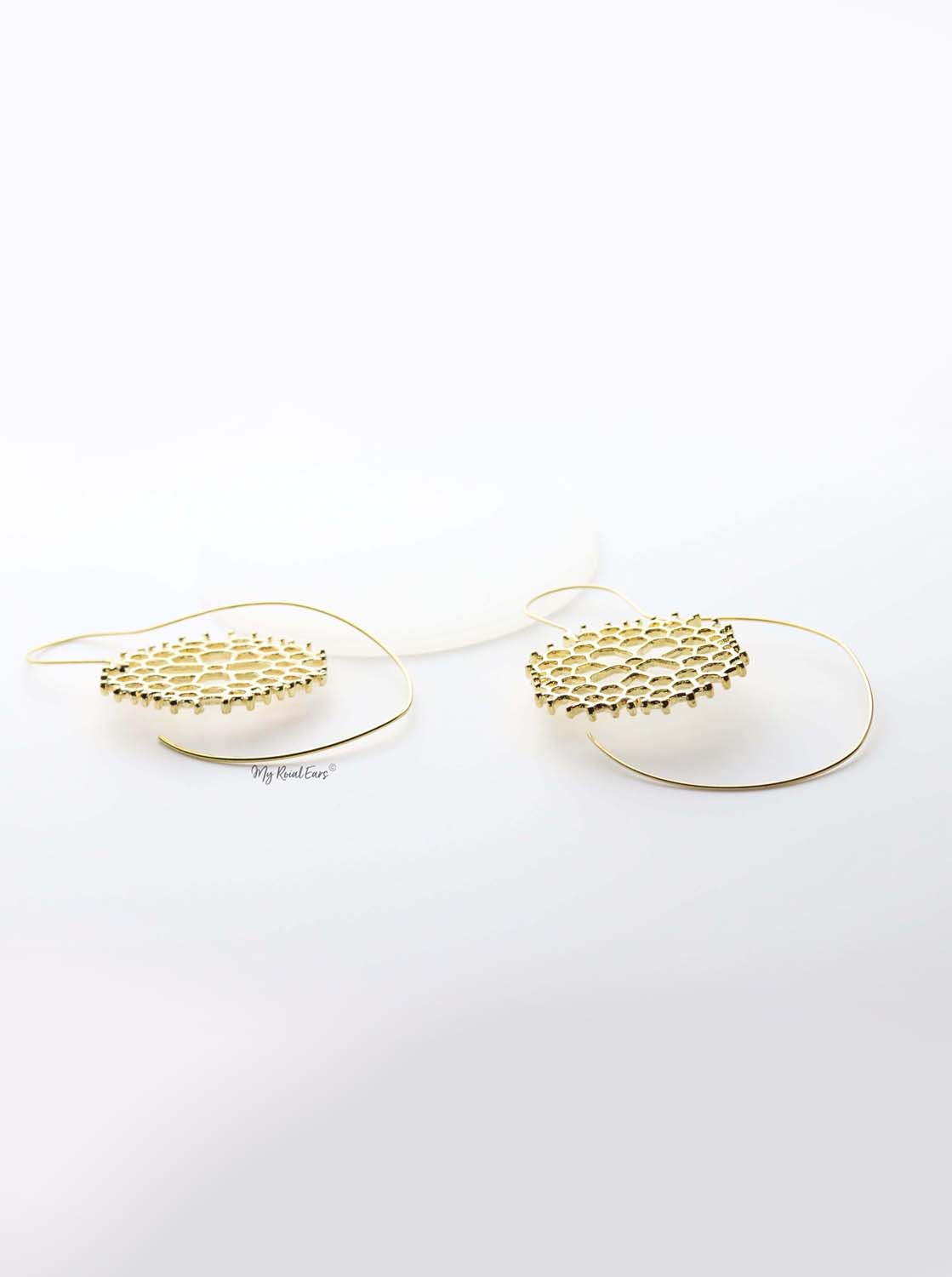 Danae- gold plated round spiral plant inspired earrings - My Roial Ears LTD