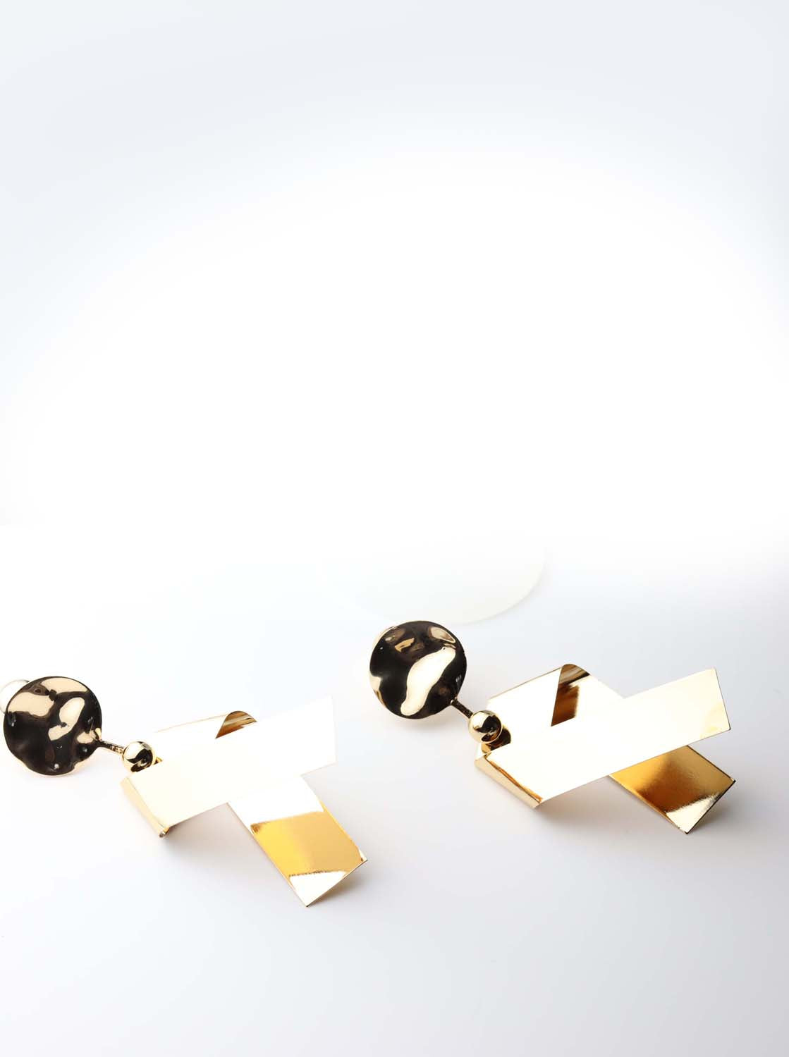 Hebe: gold plated geometric metal ball statement earringss - My Roial Ears LTD