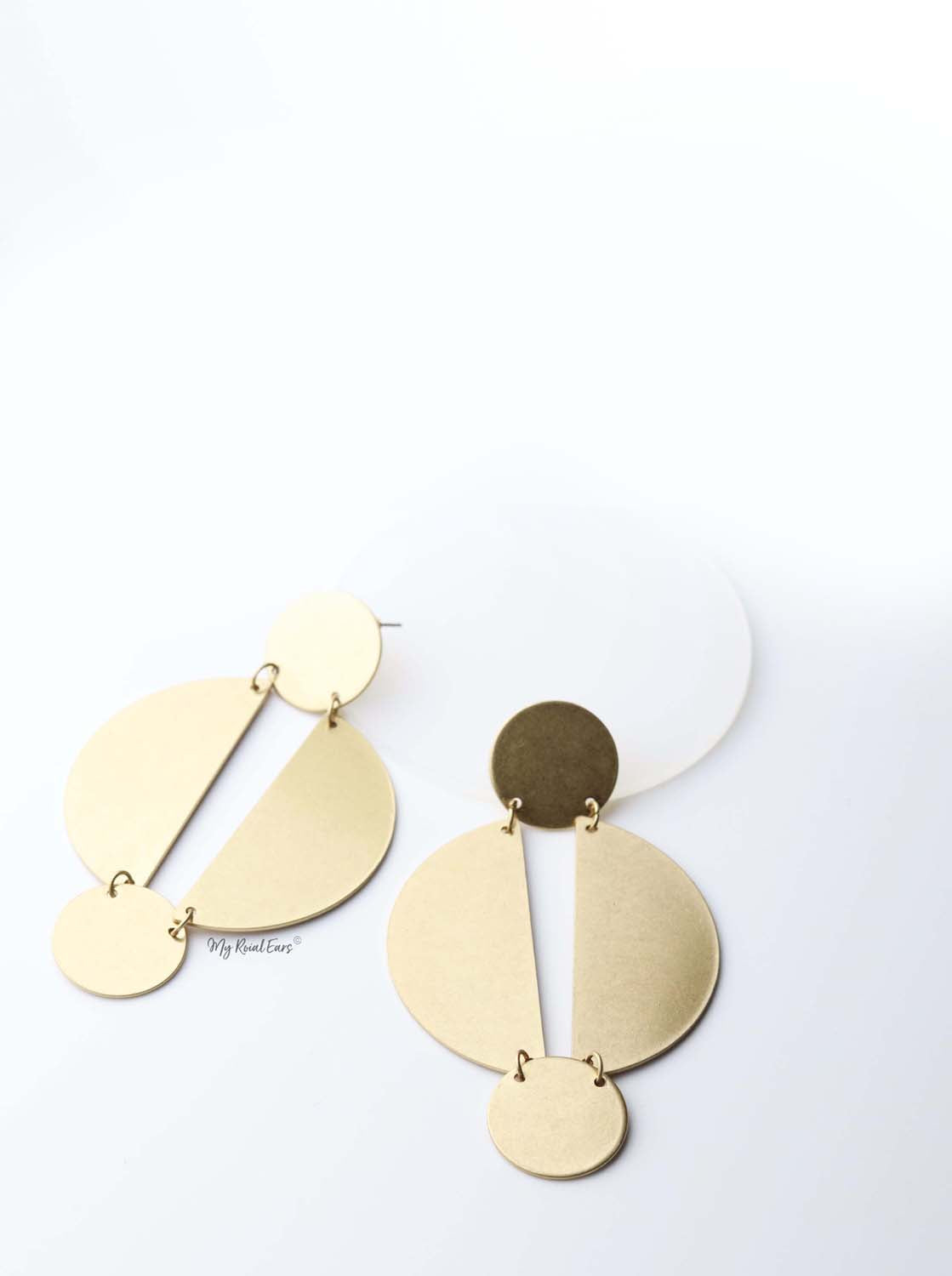 Hestia- gold plated geometric baroque inspired drop earrings - My Roial Ears LTD