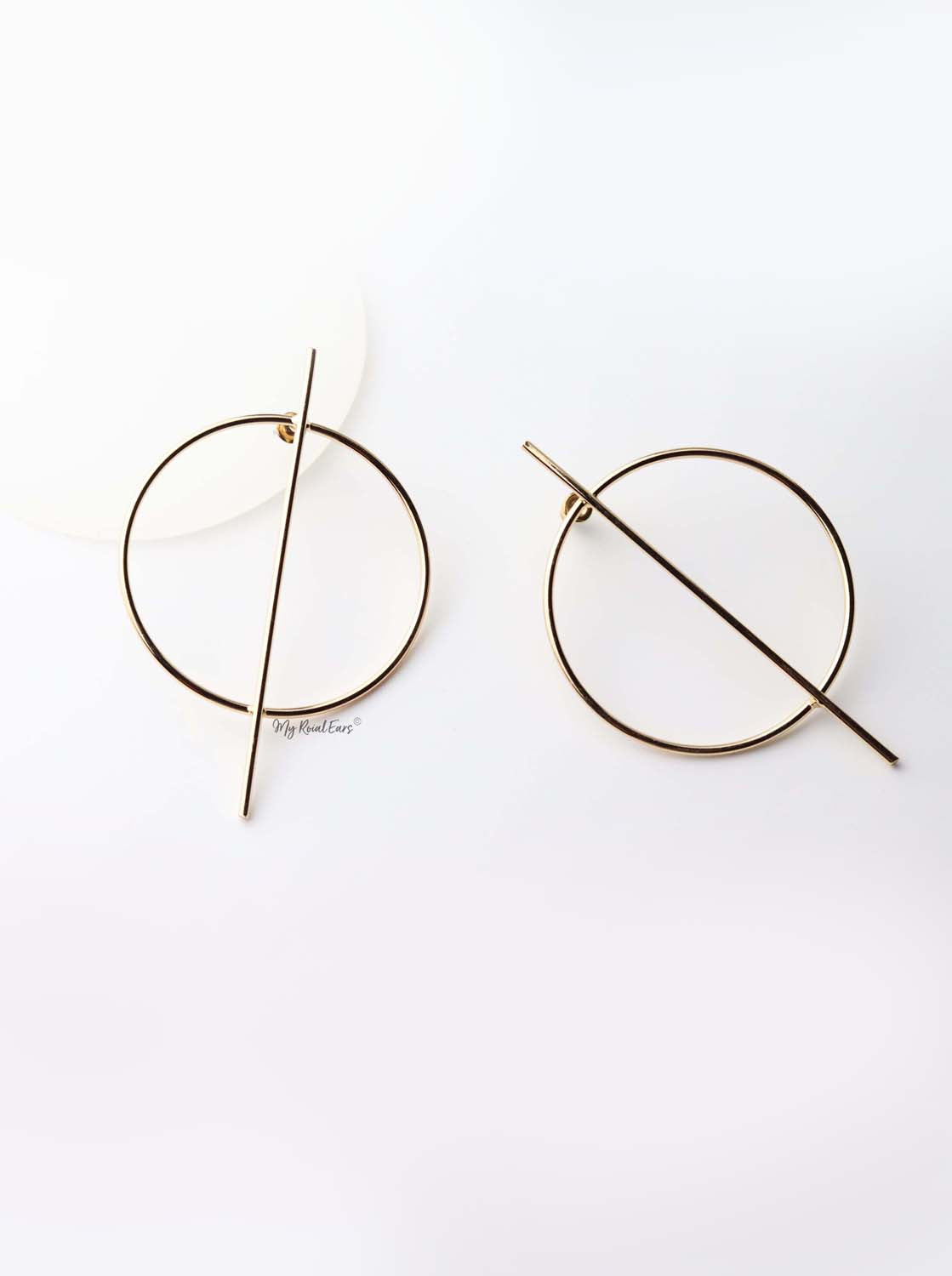 Melaina- gold plated circle statement stud earrings - My Roial Ears LTD