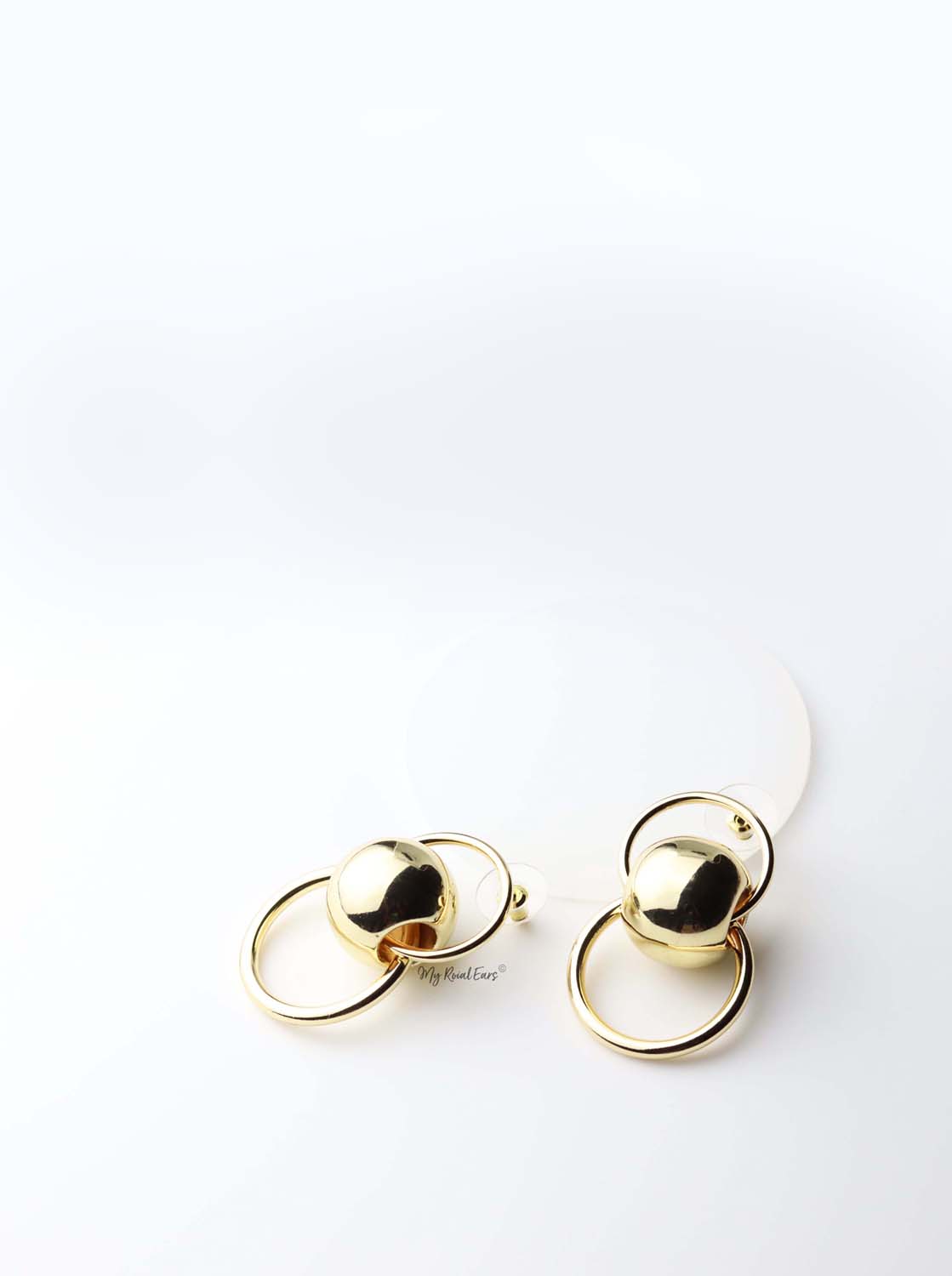Nyx- gold plated ball hallow metal circle statement stud - My Roial Ears LTD