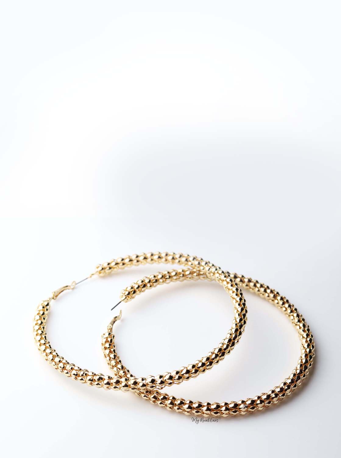 Phaedra Hoop- gold plated statement detailed metal hoop earrings - My Roial Ears LTD