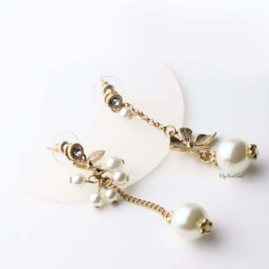 Pistis-  cute gold pearl drop earrings - My Roial Ears LTD