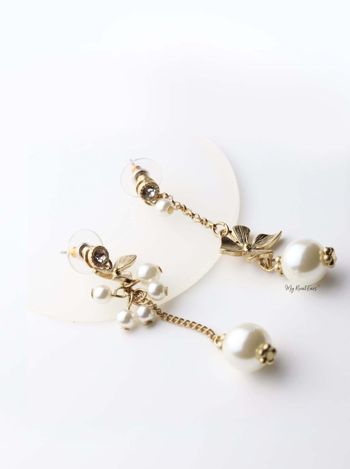 Pistis- cute gold pearl drop earrings - My Roial Ears LTD