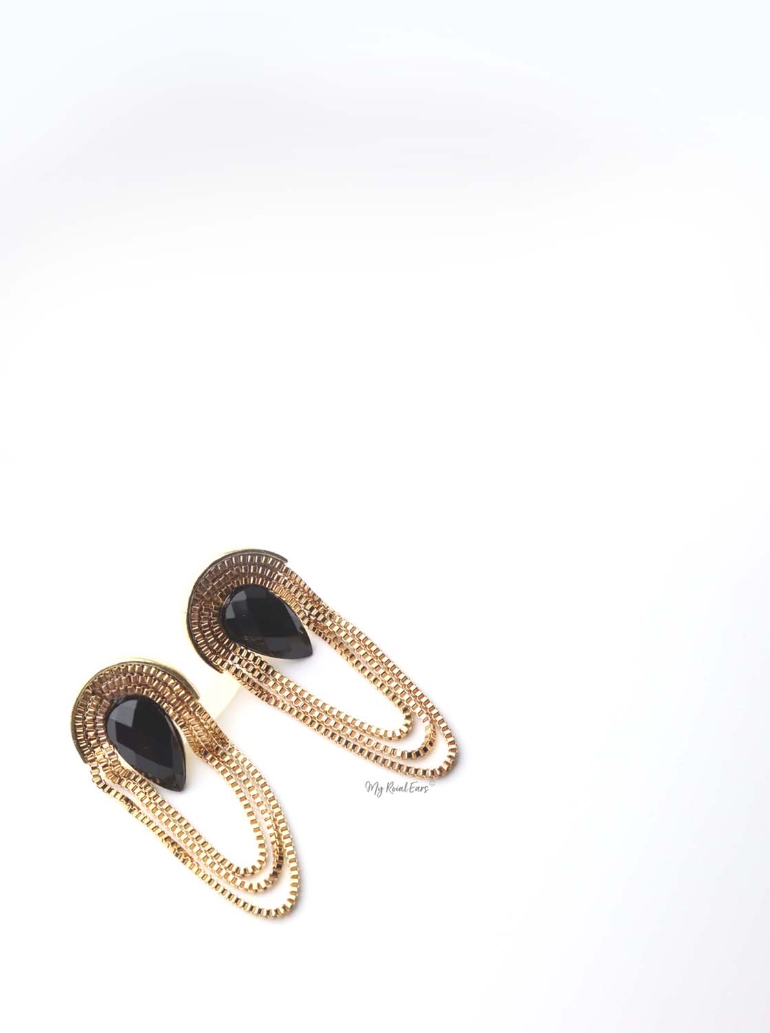Antheia- gold chandelier tassel statement stud earrings - My Roial Ears LTD