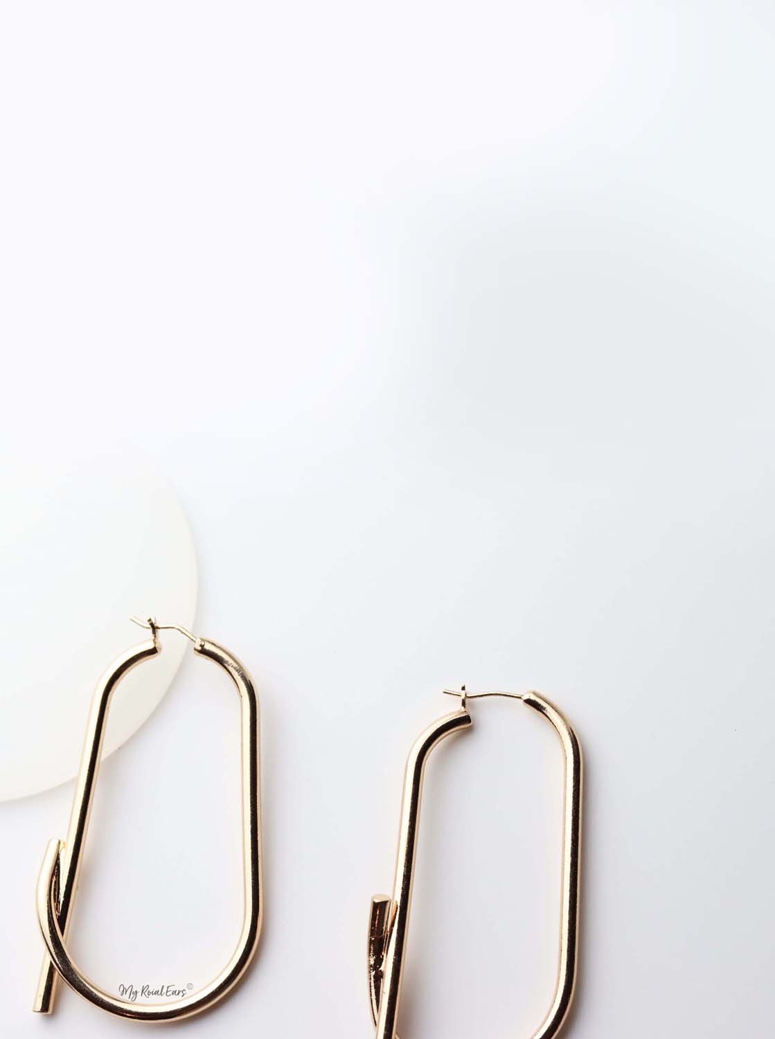 Maia- gold plated abstract hoop drop earrings - My Roial Ears LTD