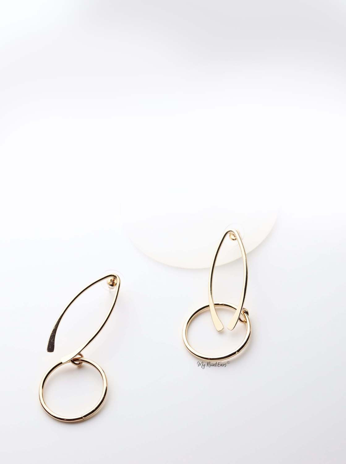 Eulalia- impressive gold plated dangling shapes drop earrings - My Roial Ears LTD