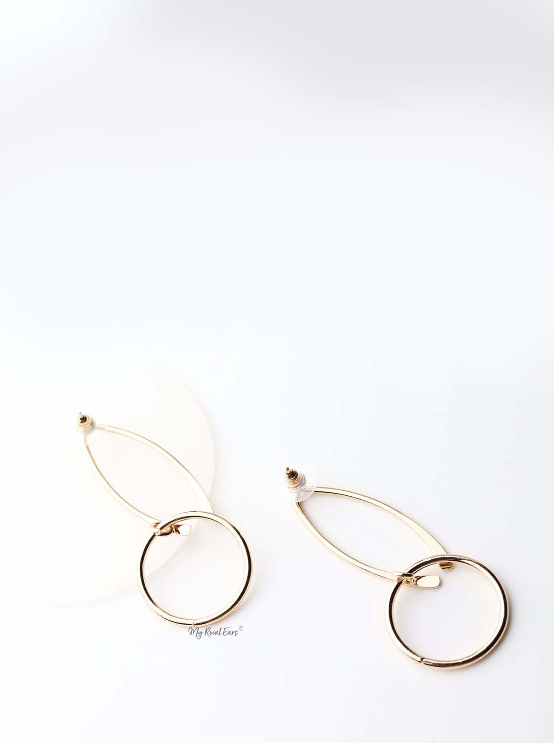 Eulalia- impressive gold plated dangling shapes drop earrings - My Roial Ears LTD