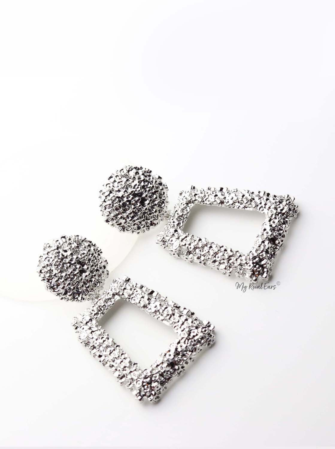 Brizo Silver- trendy statement gold drop earrings - My Roial Ears LTD