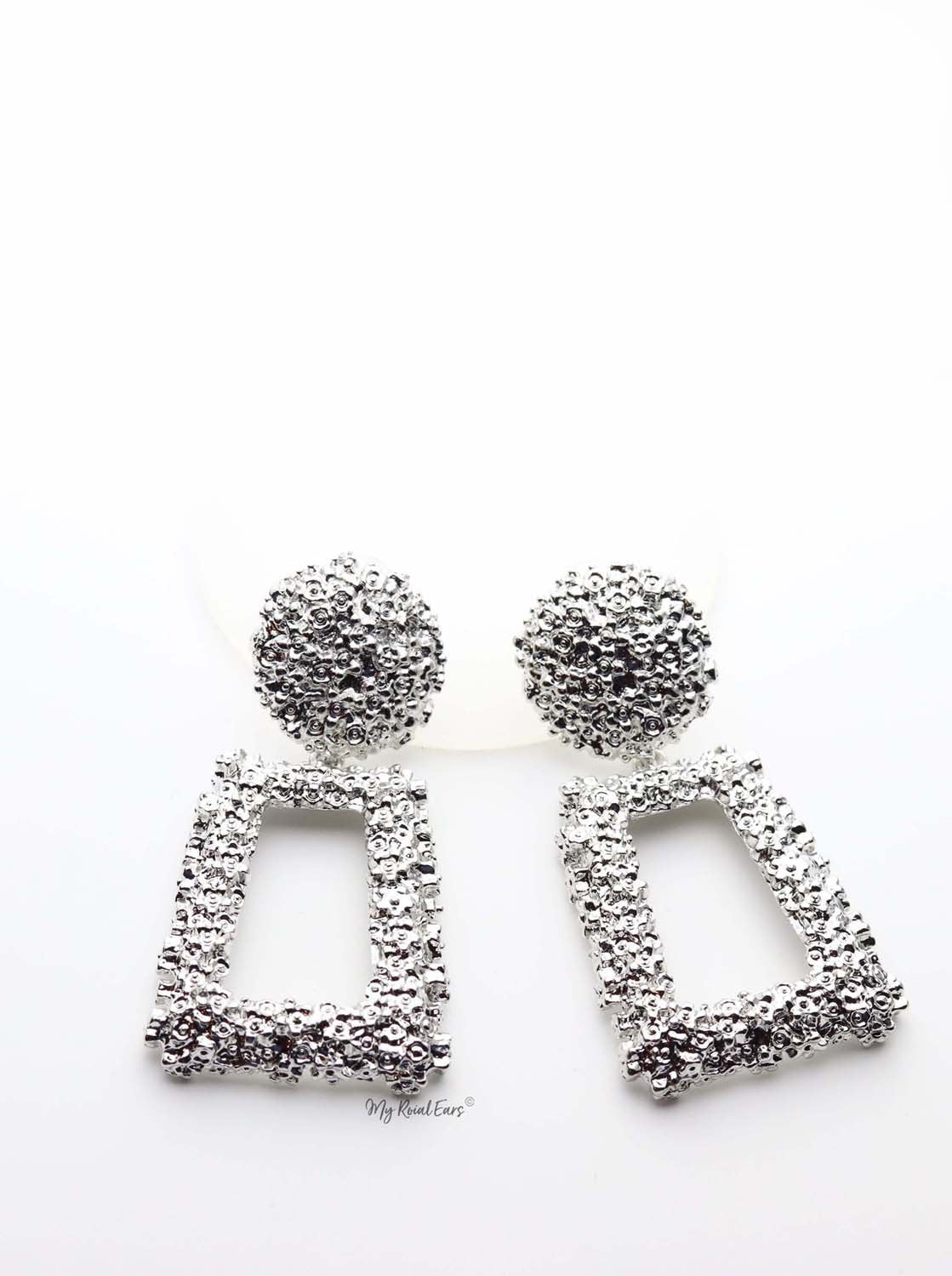 Brizo Silver- trendy statement gold drop earrings - My Roial Ears LTD