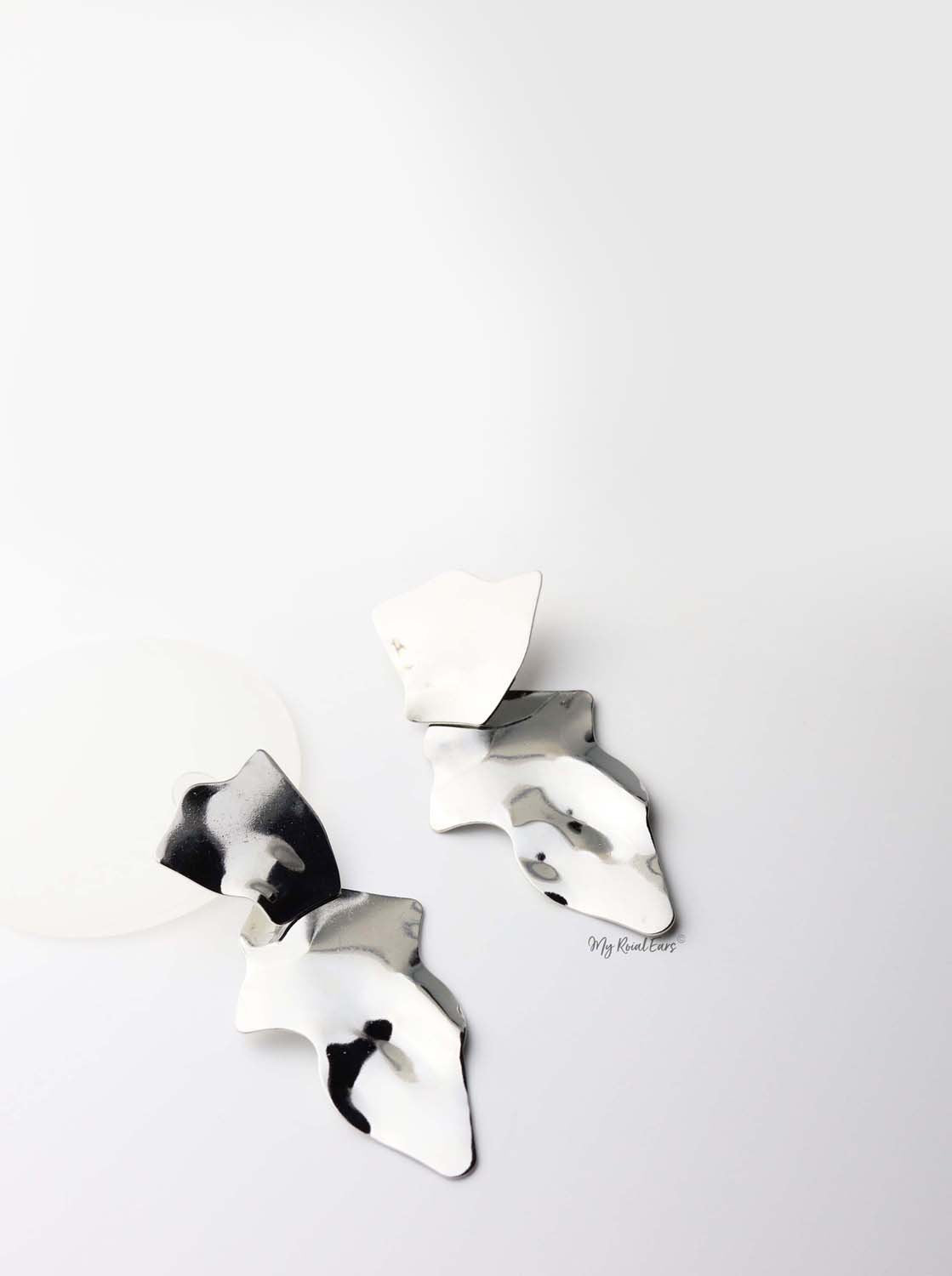Penelope Silver- abstract striking statement earrings - My Roial Ears LTD