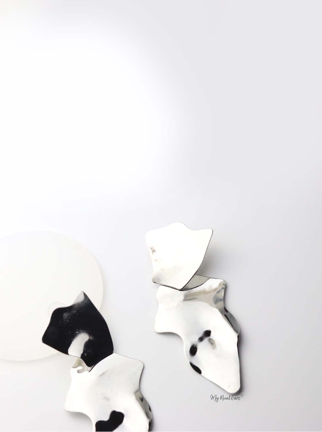 Penelope Silver- abstract striking statement earrings - My Roial Ears LTD
