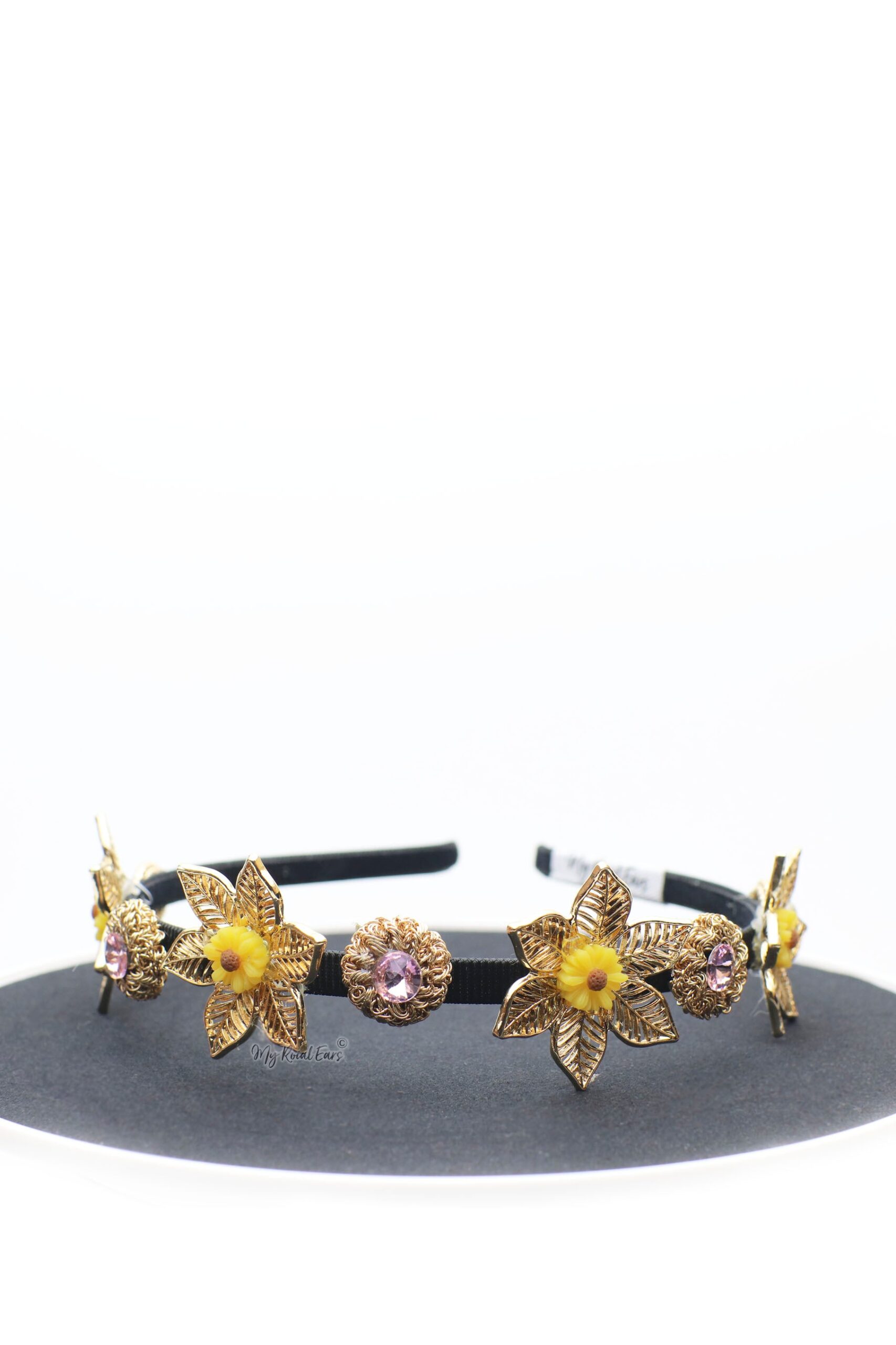 Queen Haralda- gold and yellow daisy headband - My Roial Ears LTD