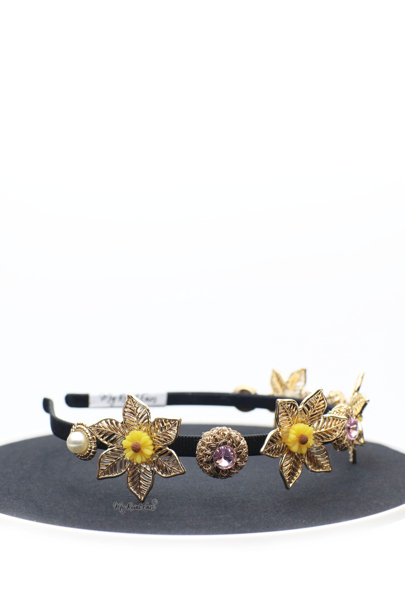 Queen Haralda- gold and yellow daisy headband - My Roial Ears LTD