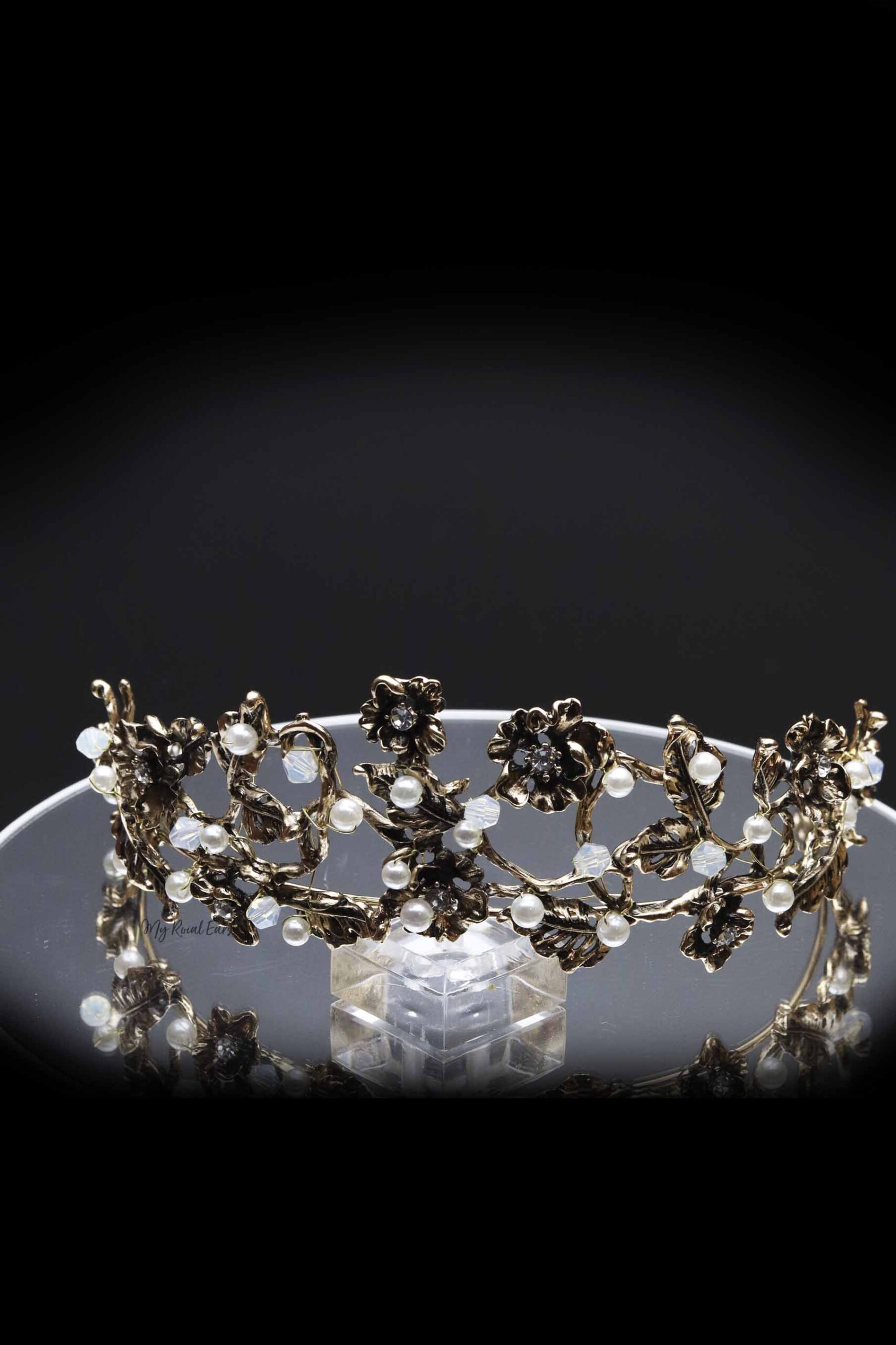 Queen Matha - bronze floral pearl tiara - My Roial Ears LTD