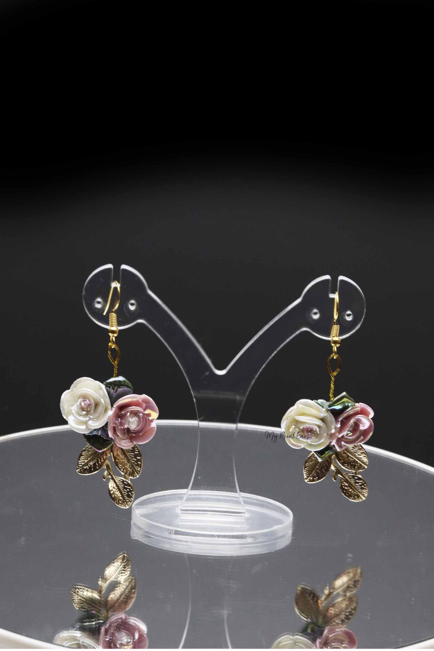 Queen Rowling- golden floral pearl ball headband and earrings set - My Roial Ears LTD
