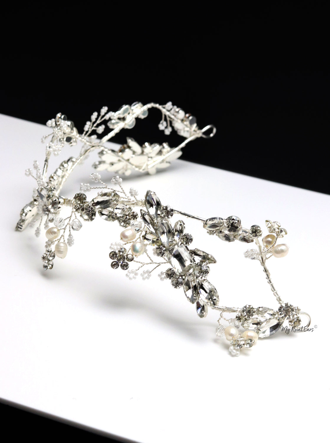 Queen Lizzie Silver- handmade bridal headpiece