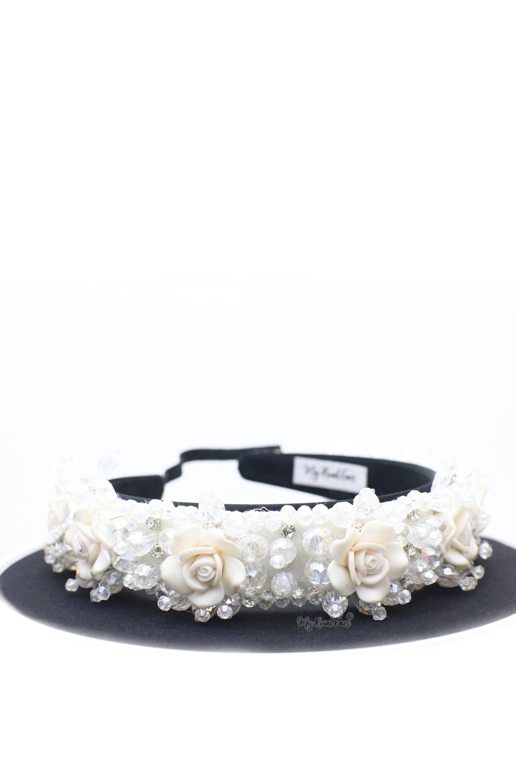 Queen Eloise- striking bridal transparent floral headband - My Roial Ears LTD