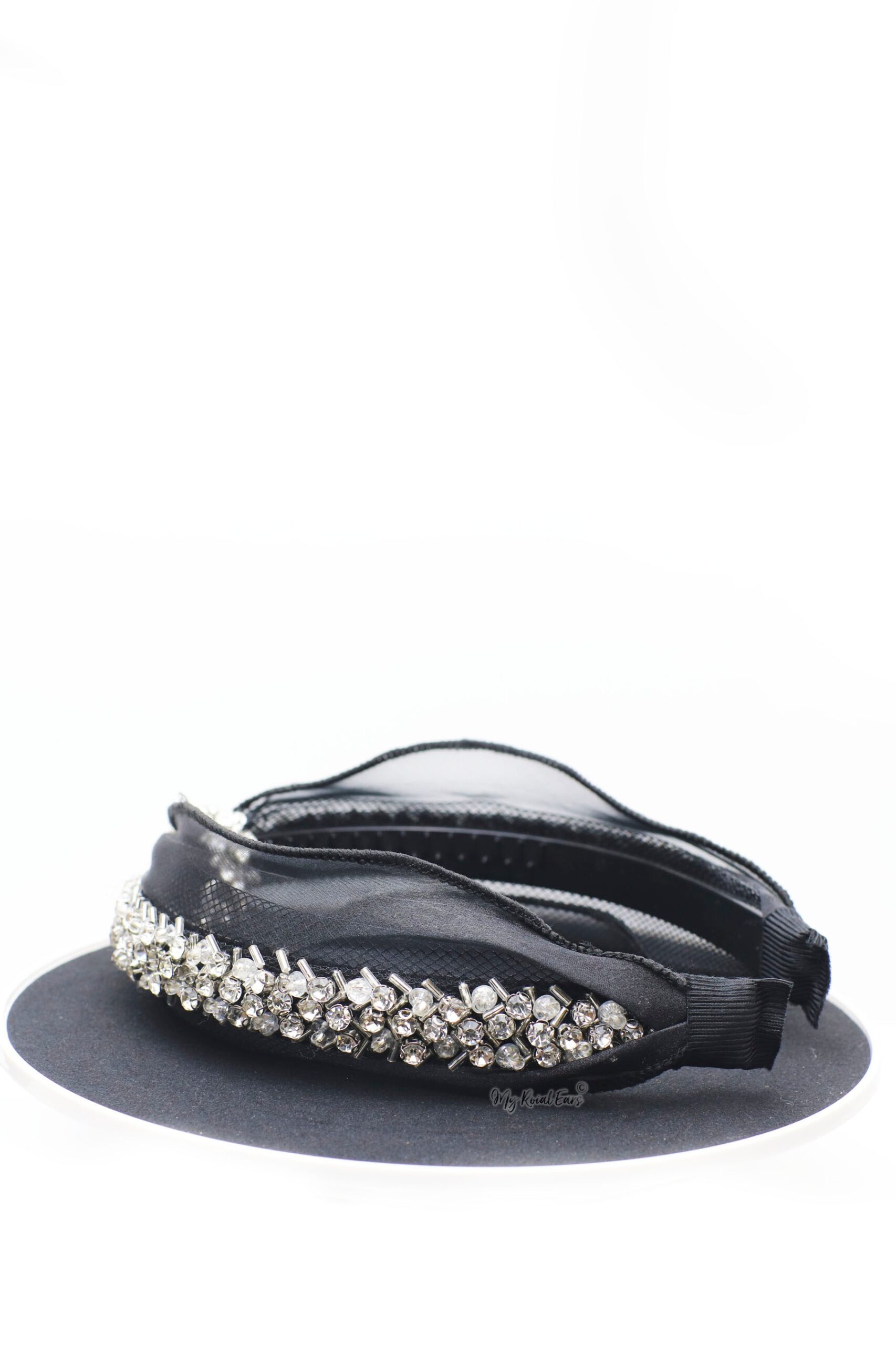 Queen Gabriella- black rhinestone crystal knotted headband - My Roial Ears LTD
