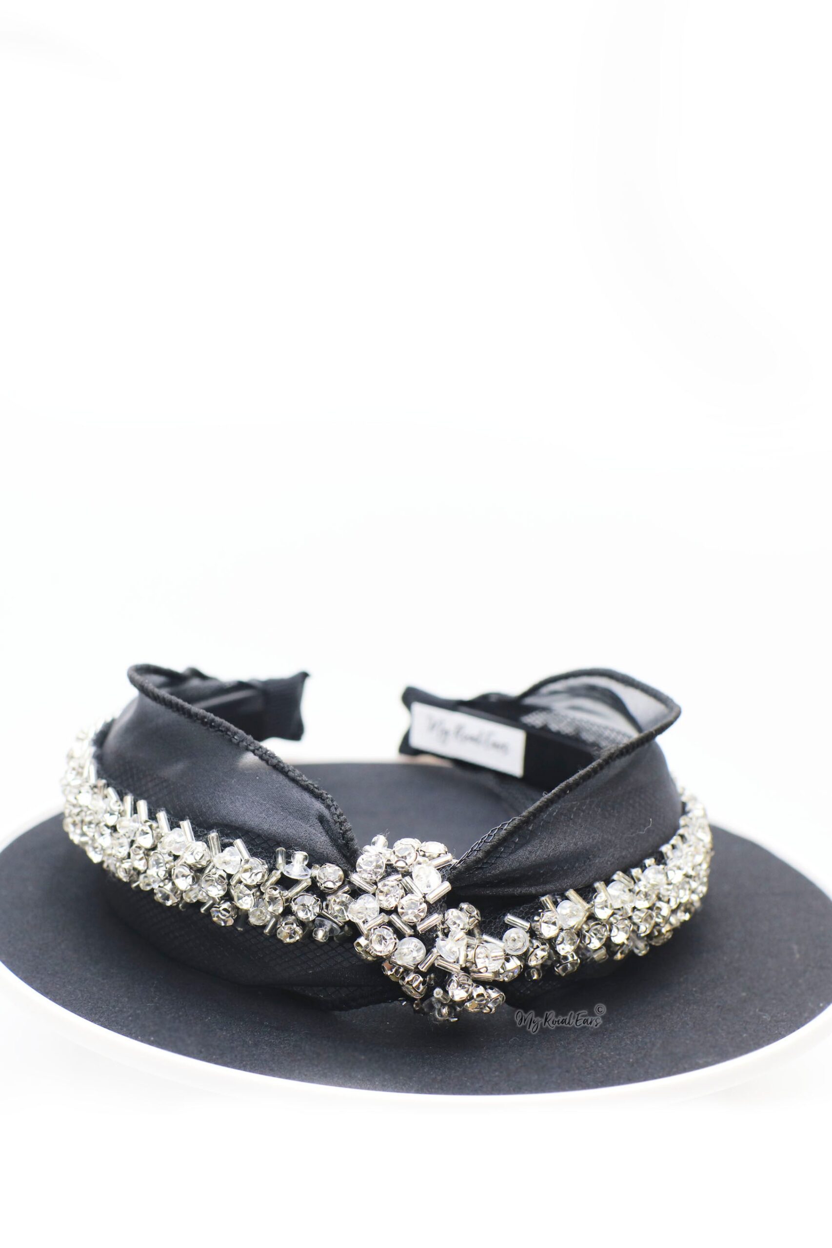 Queen Gabriella- black rhinestone crystal knotted headband - My Roial Ears LTD