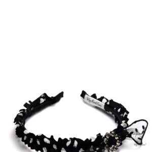 Queen Bathilda- black and white polka dot bow headband