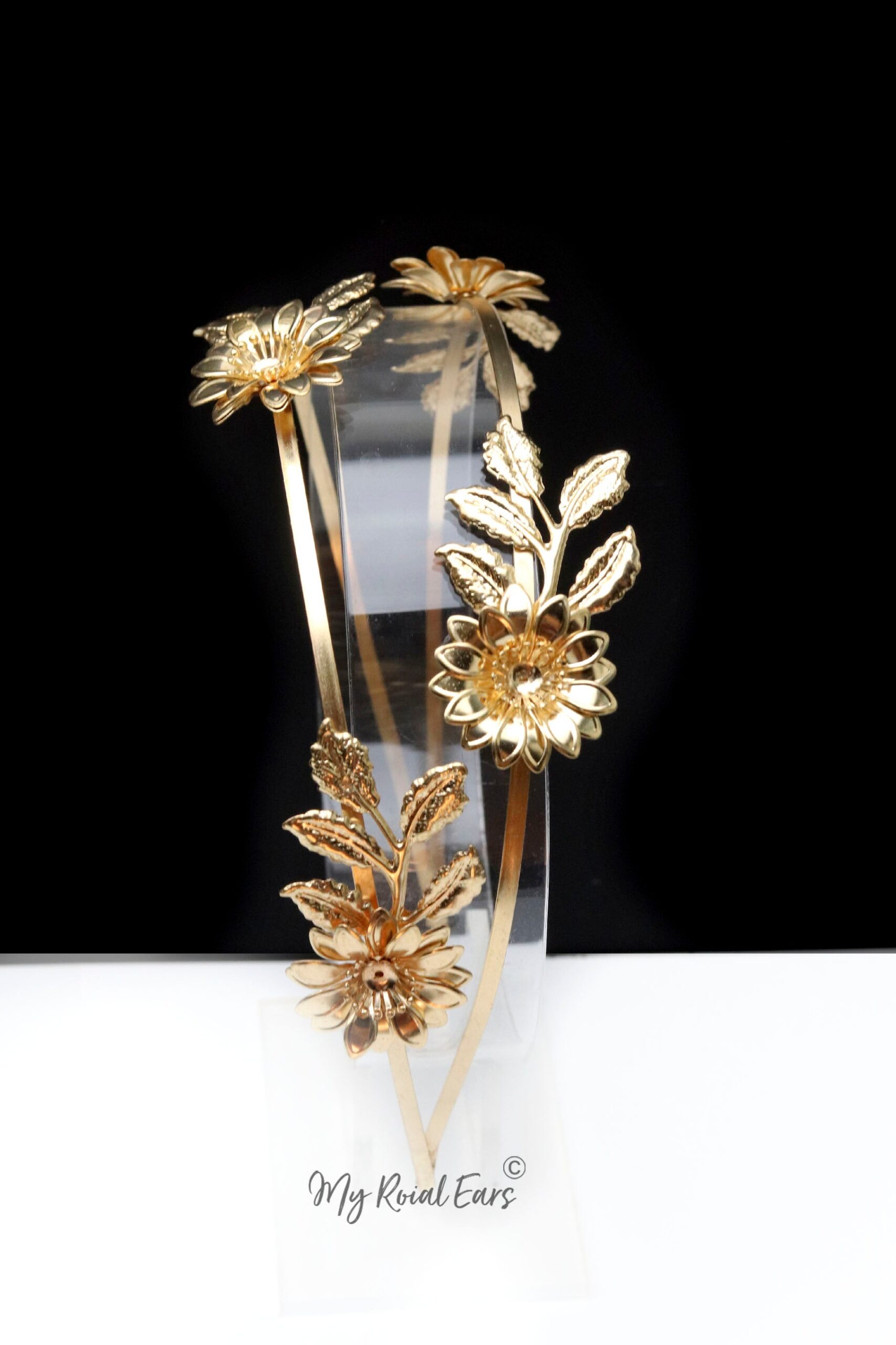 Queen Titania-gold floral headband - Image 2