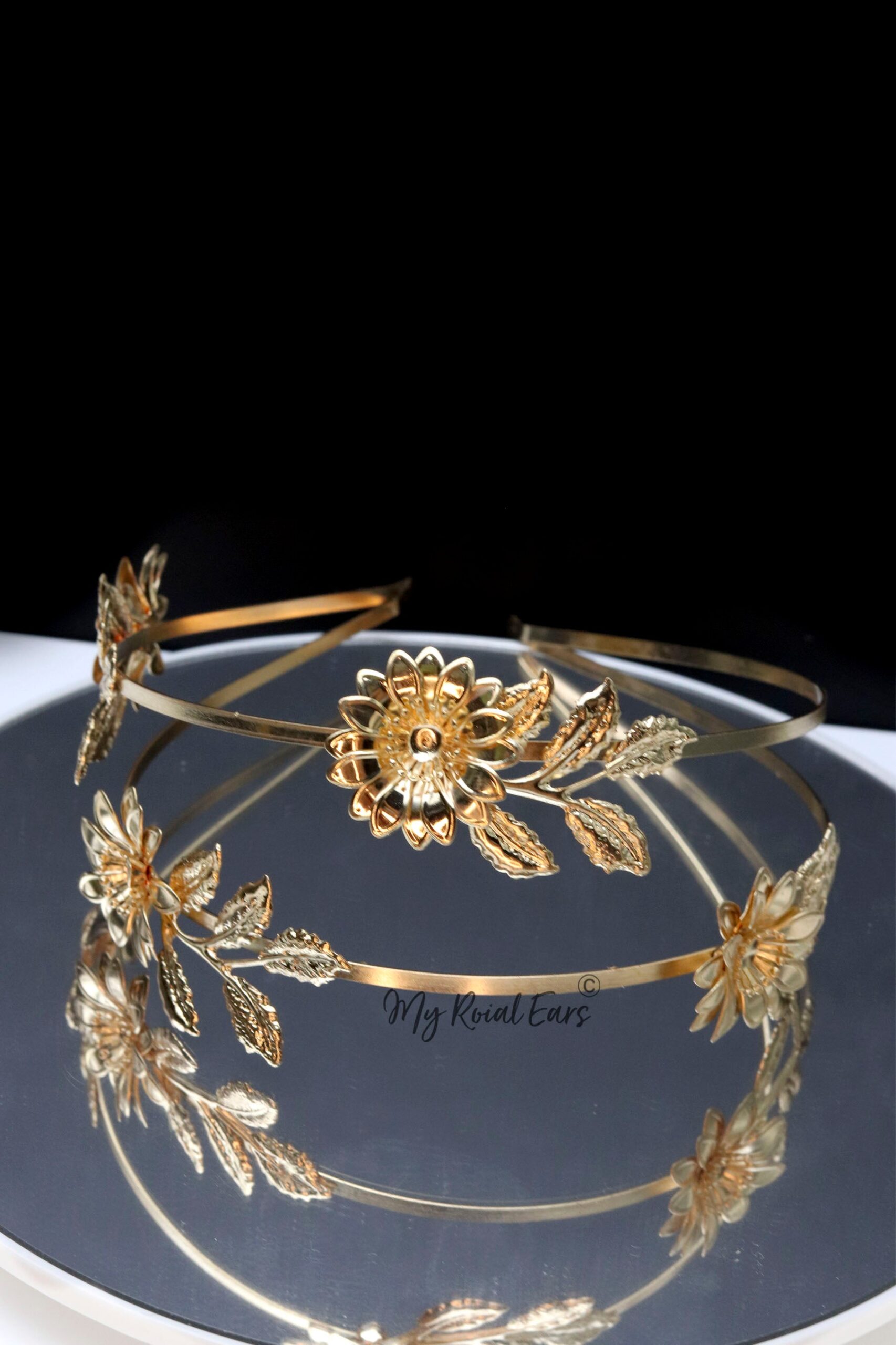Queen Titania-gold floral headband - Image 10