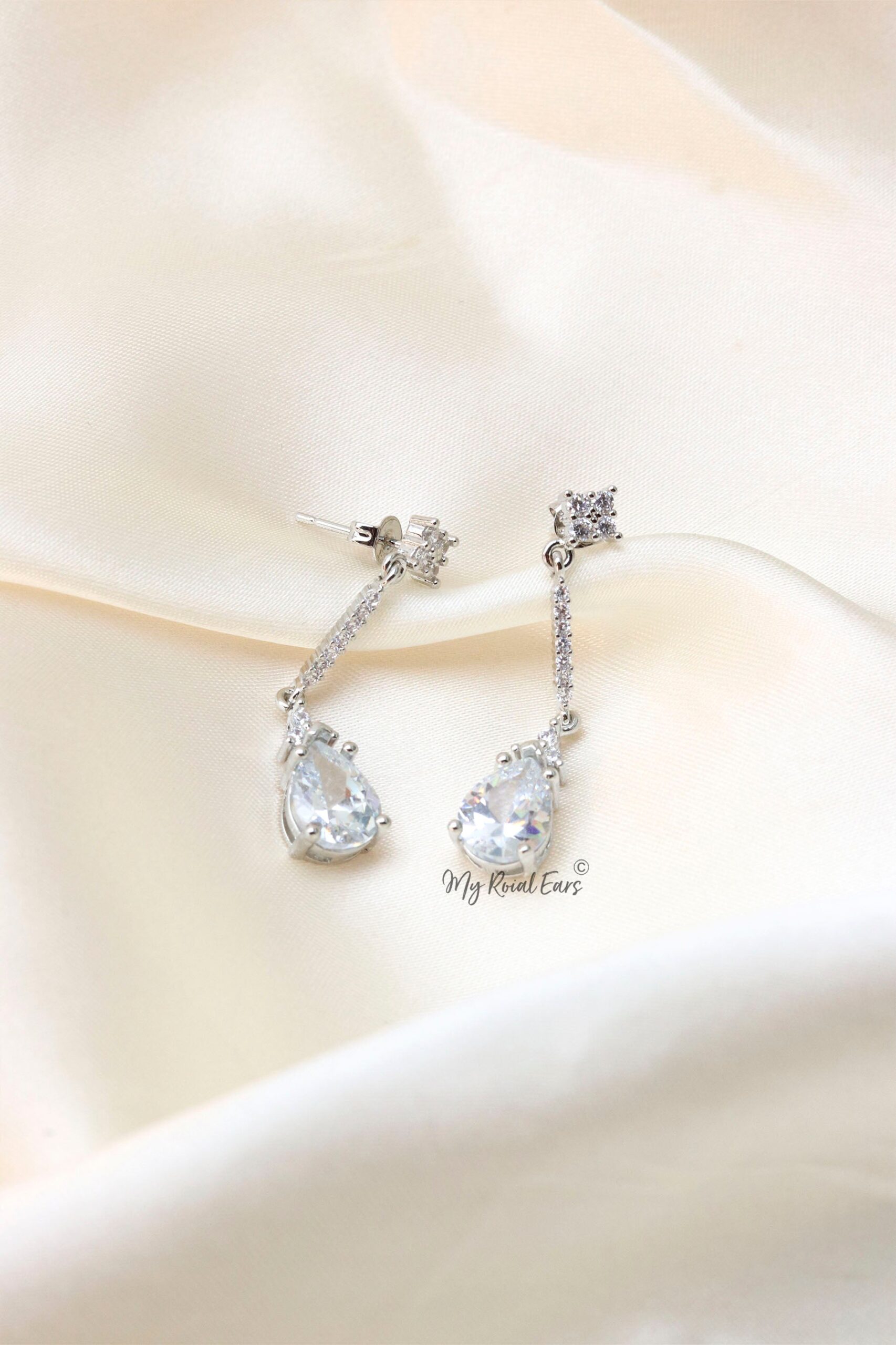 Q.Yvette-silver plated zirconia bridal drop earring