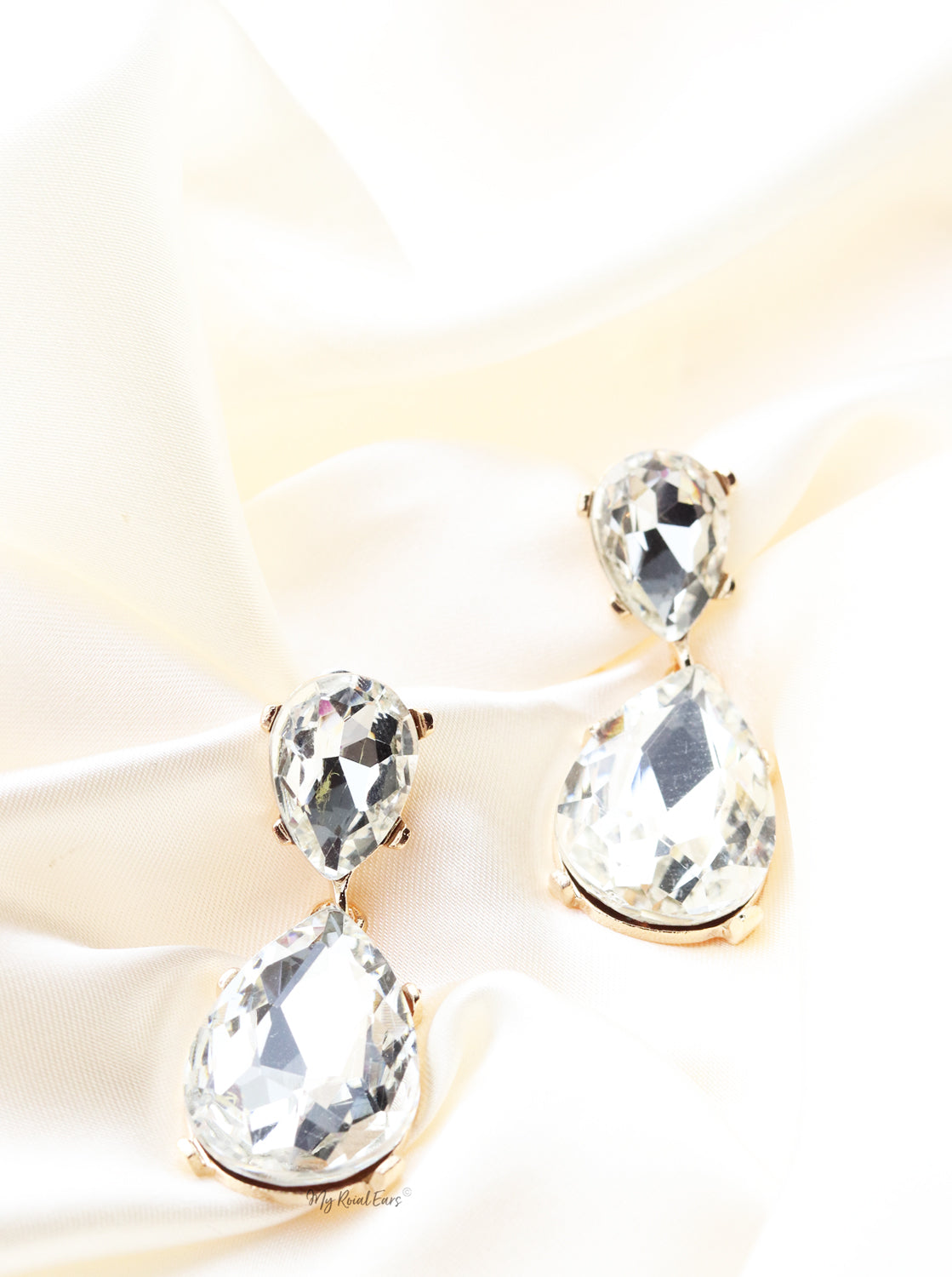 Q.Charlene Silver-gold and silver bridal drop earrings