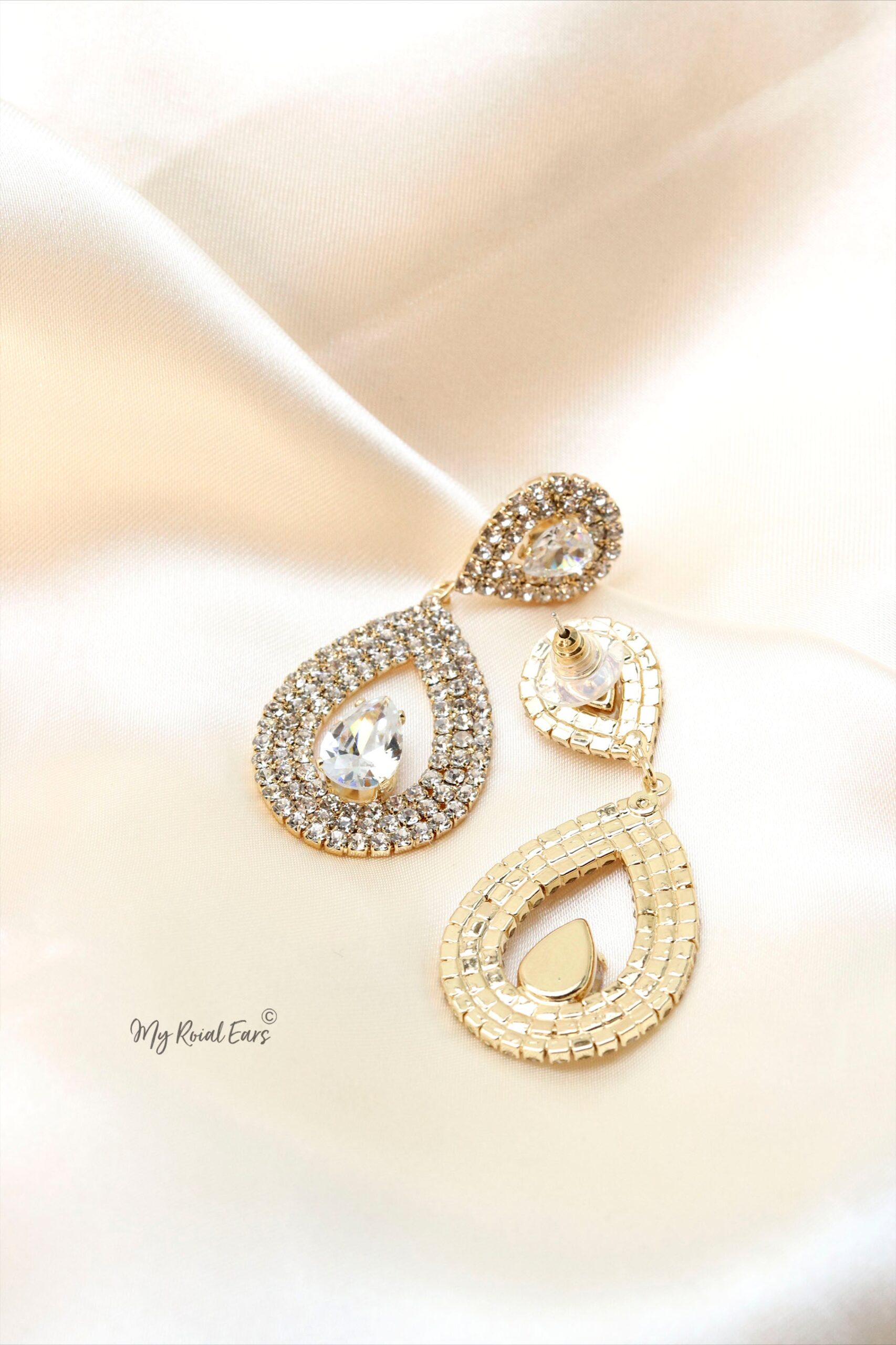 Q.MADELINE Gold-cubic zirconia statement drop earrings - Image 6