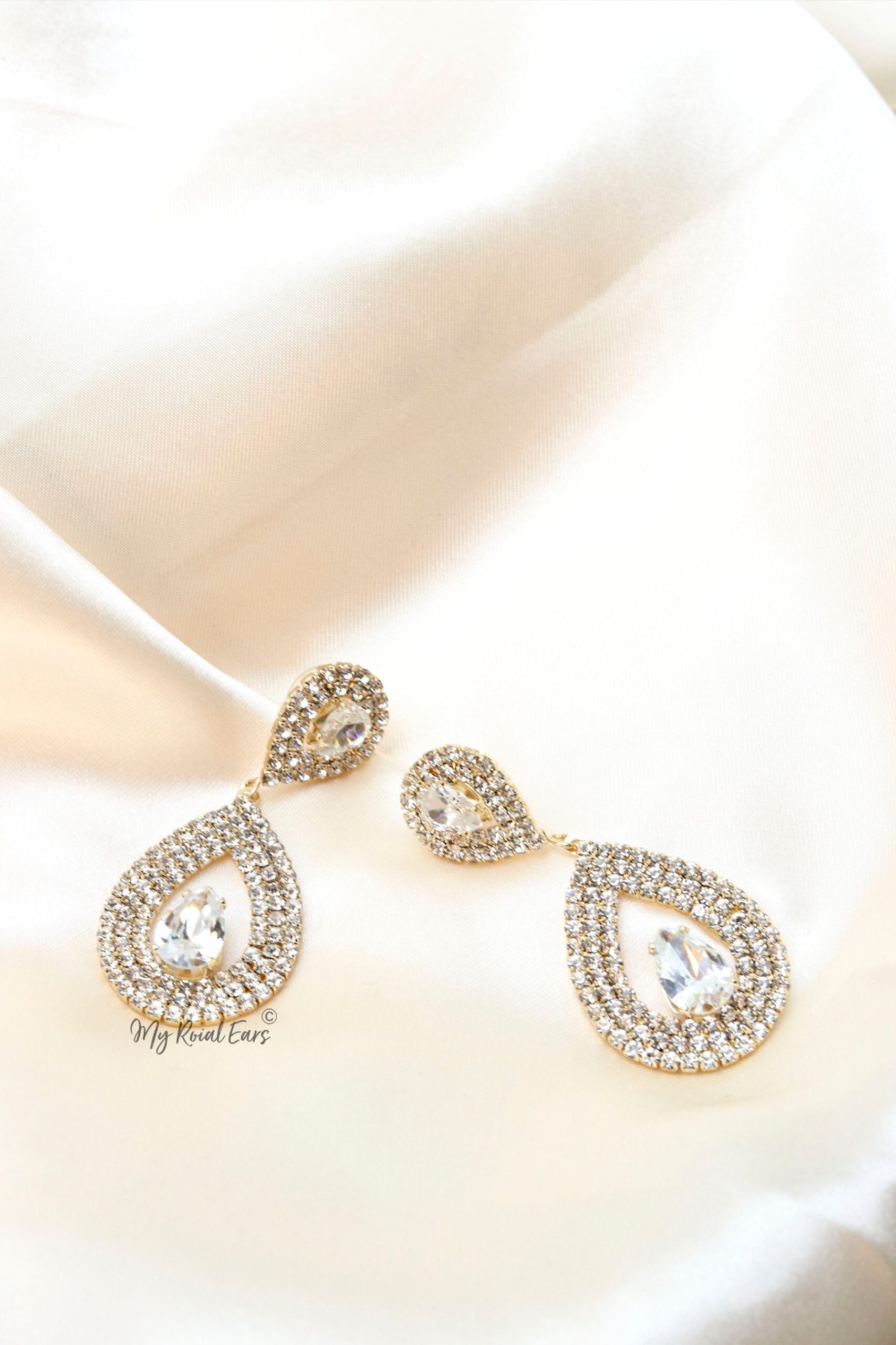 Q.MADELINE Gold-cubic zirconia statement drop earrings - Image 2