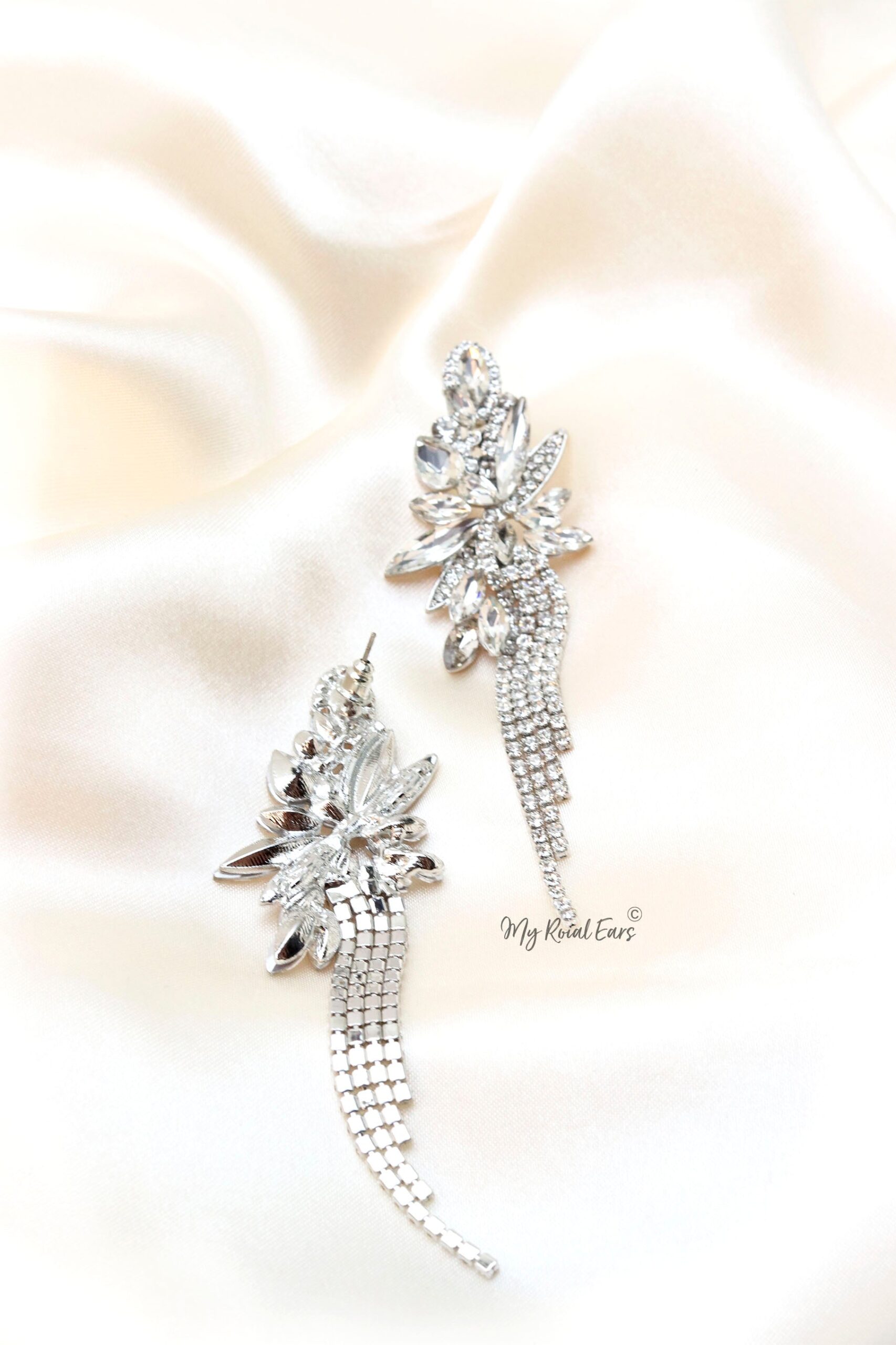 Q.Josephine-tassel handcrafted silver bridal earrings - Image 3