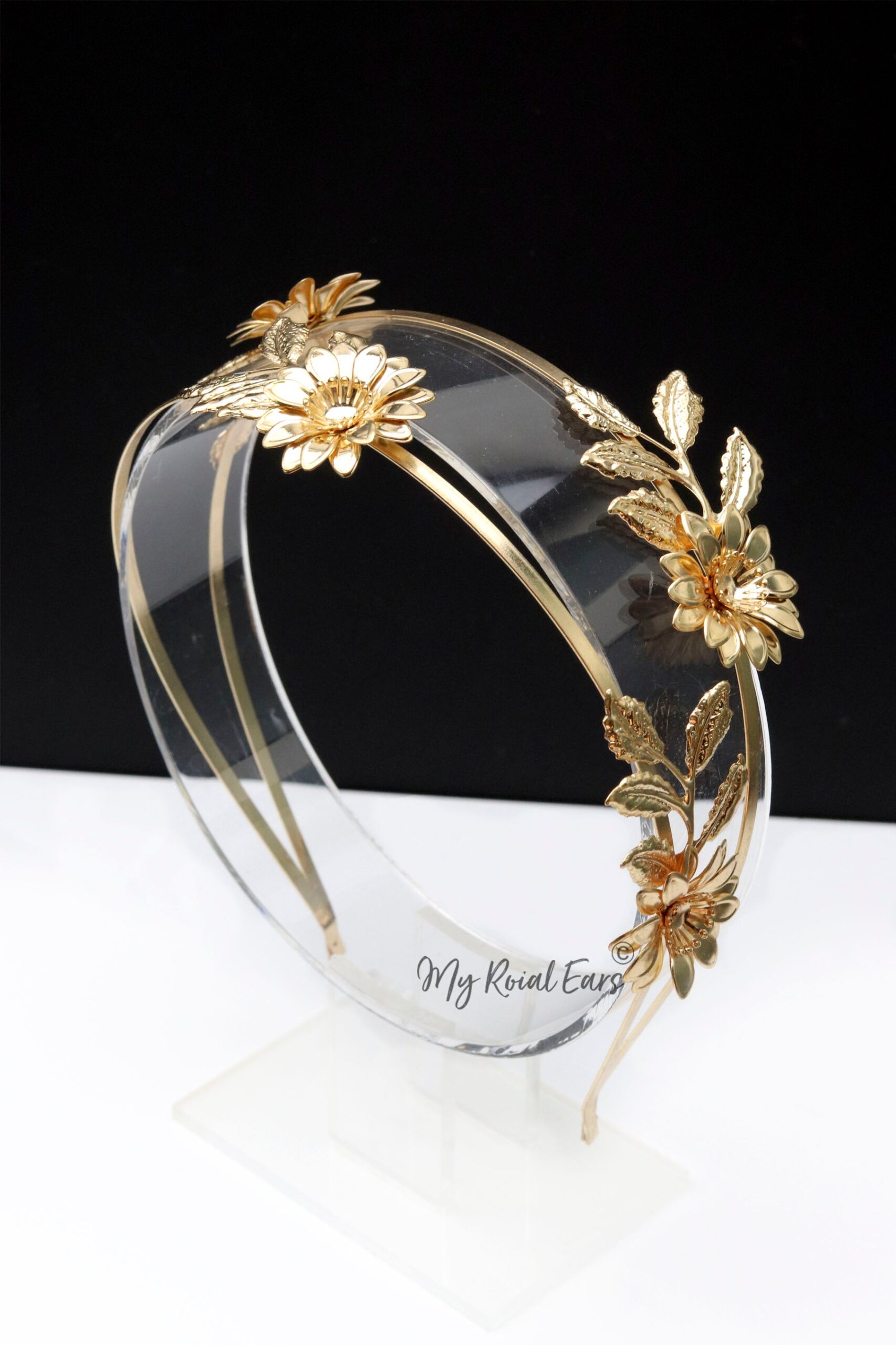 Queen Titania-gold floral headband
