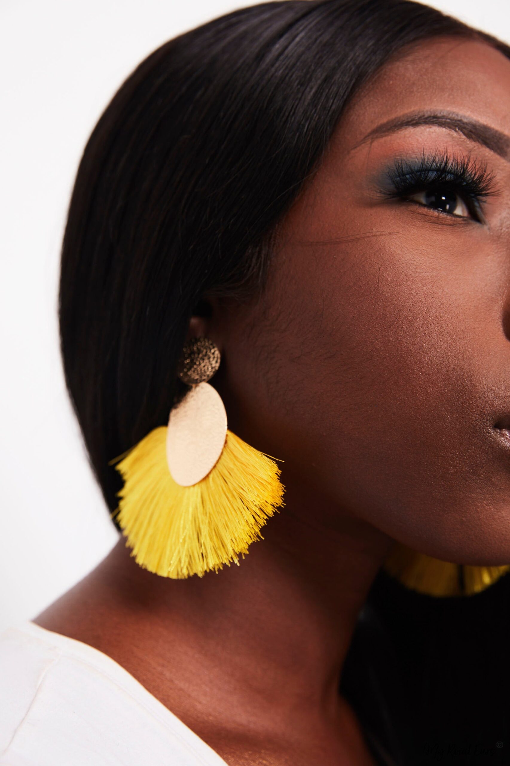 Annual Delphinium- gold and yellow tassel earrings - My Roial Ears LTD