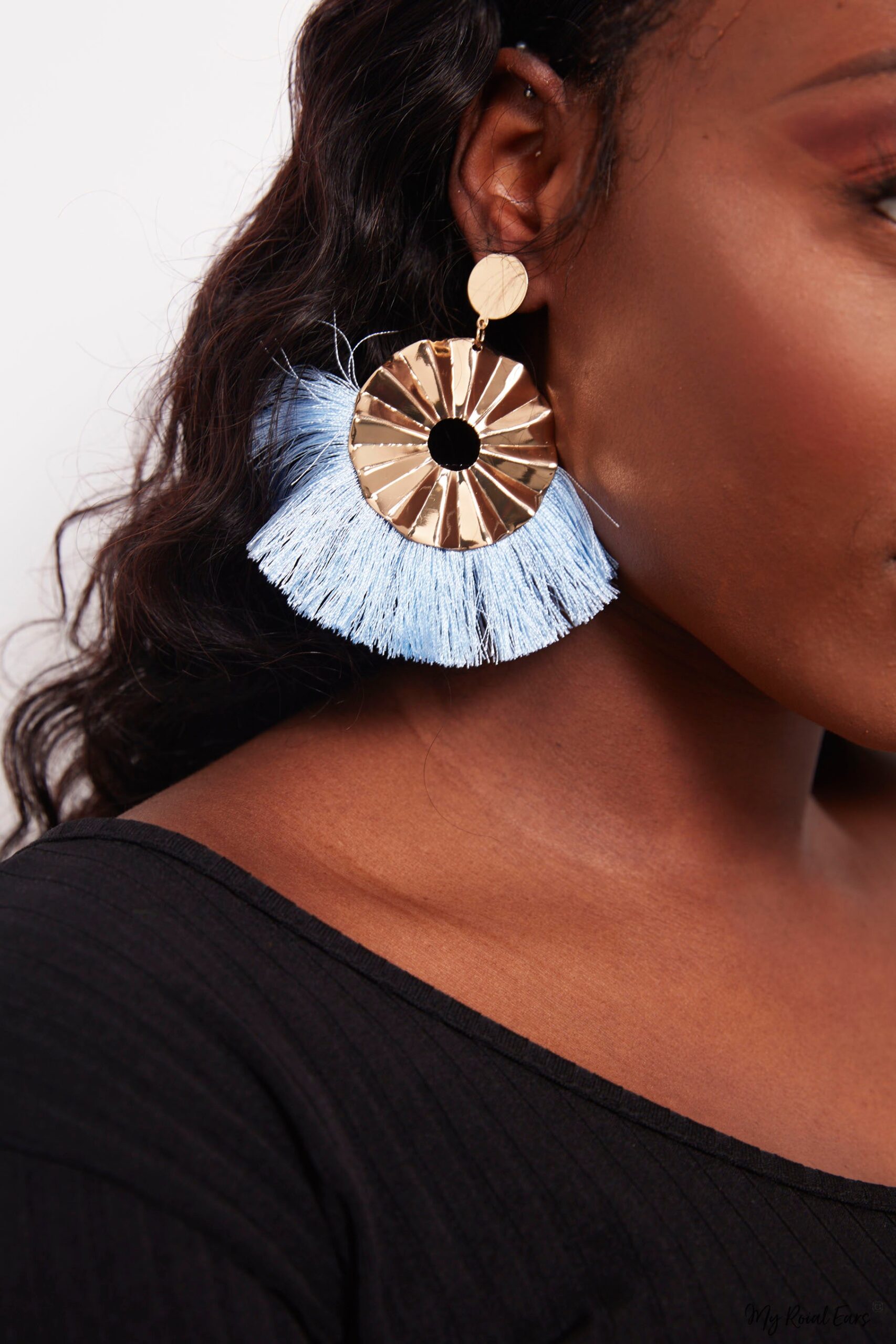 Begonia Fairlady- golden tassel statement earrings
