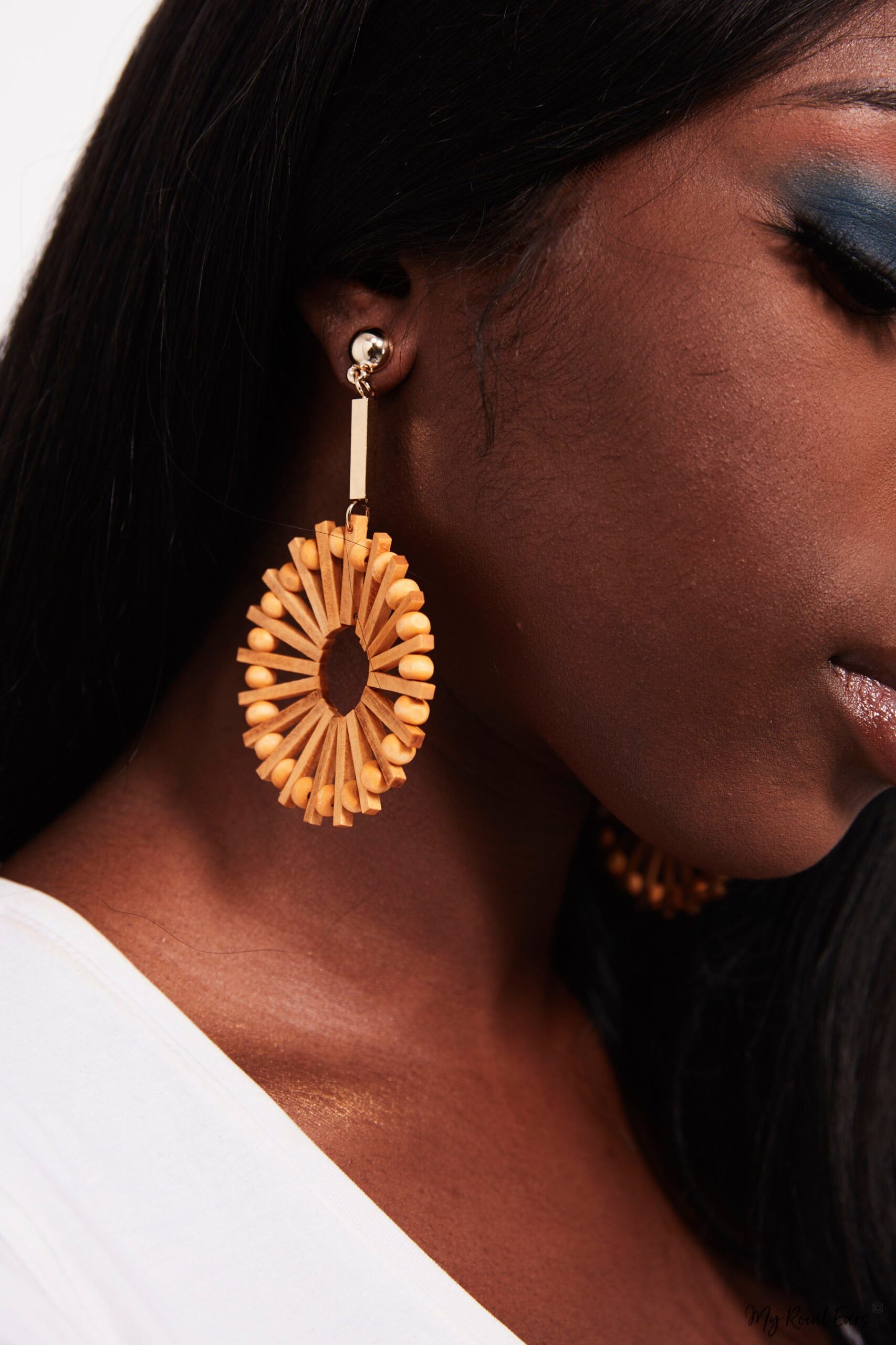 Blood Lily-wooden hoop drop earrings - My Roial Ears LTD