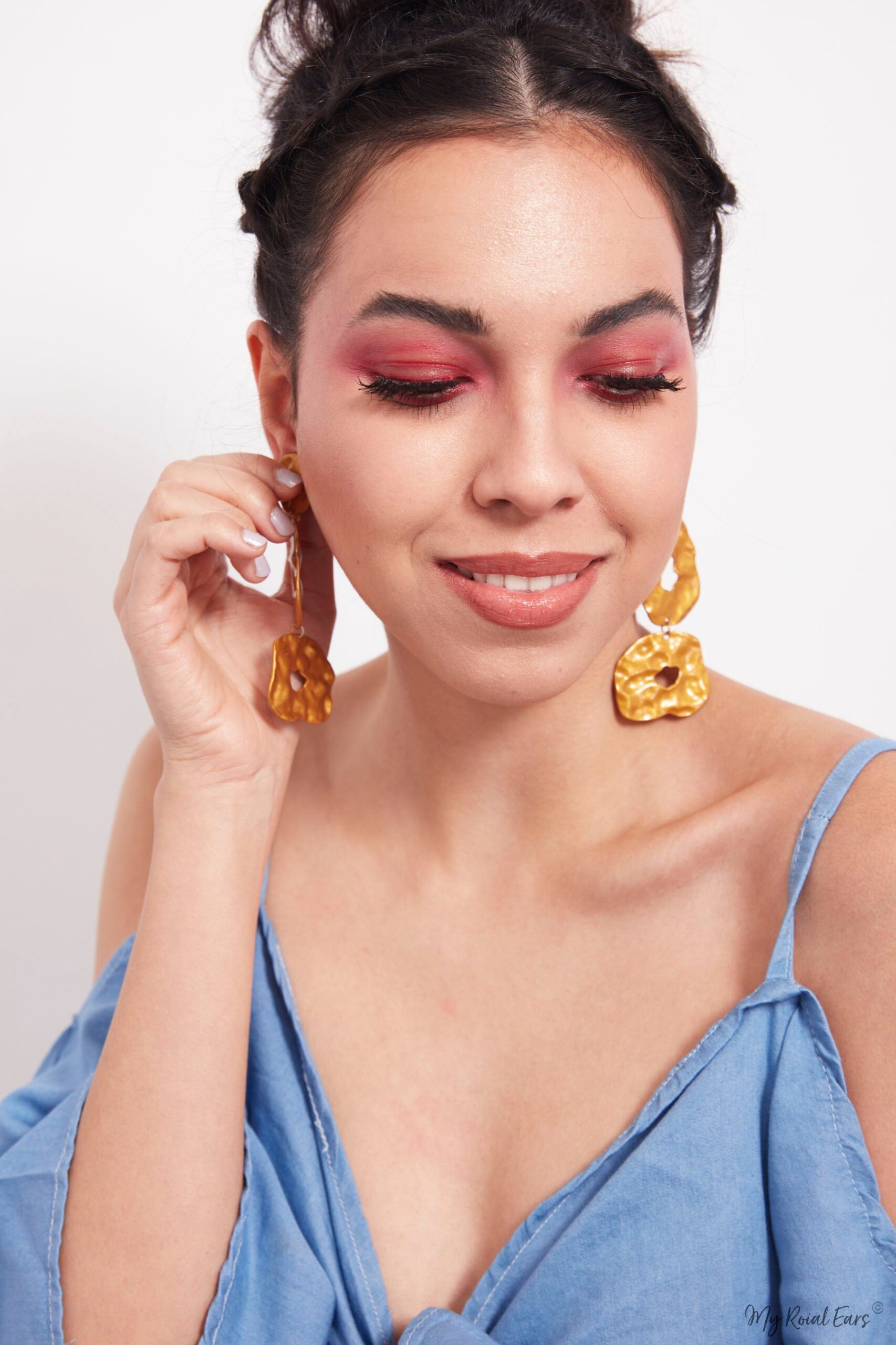 Ipomoea Indica- clipon gold statement drop earrings - My Roial Ears LTD