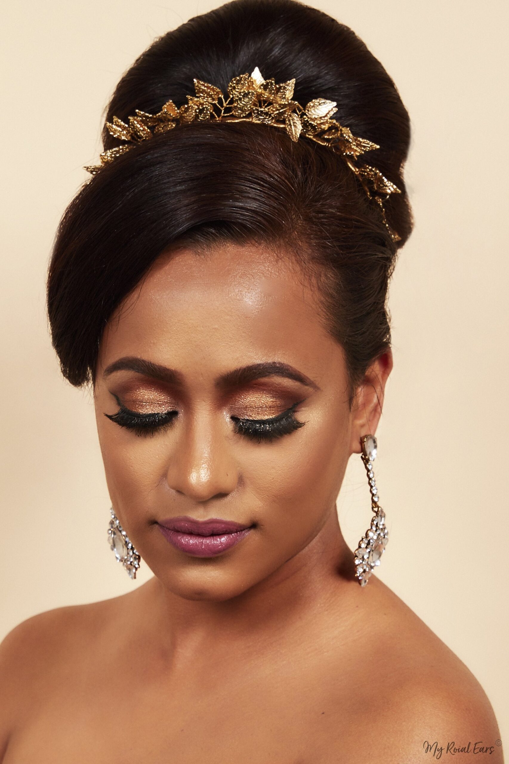 Queen Emmeline- golden leaf flower headband - My Roial Ears LTD