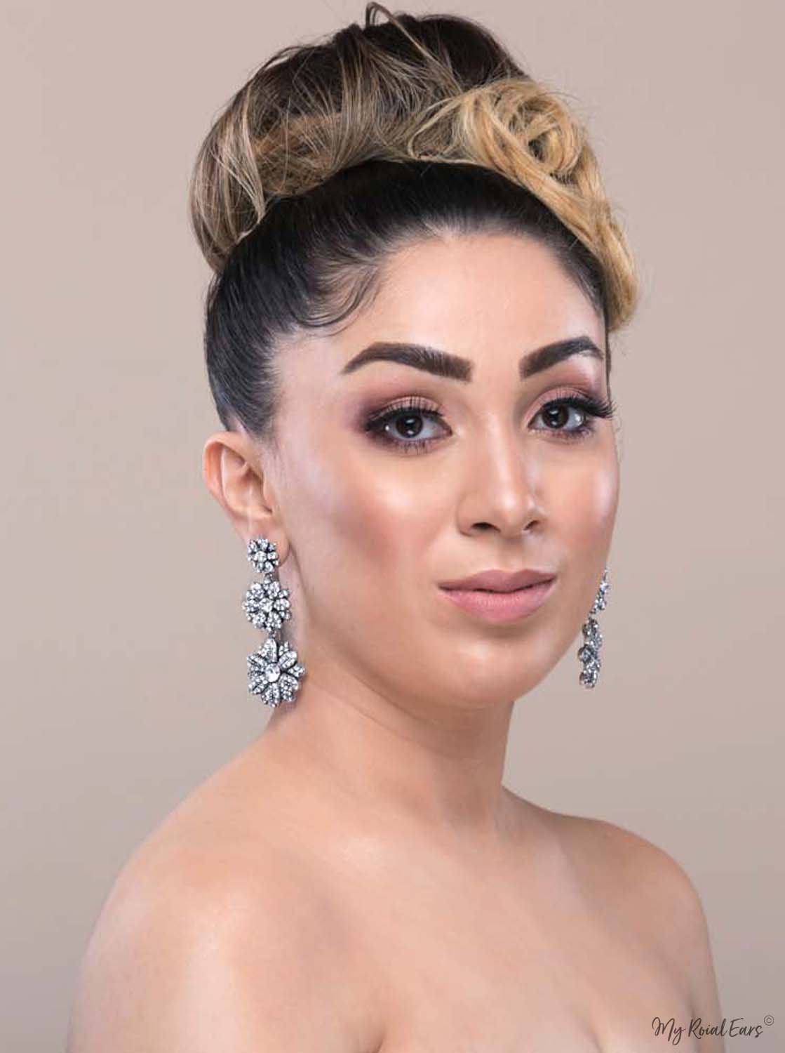 Q Caroline-bridal statement swarovski luxury bridal drop earring - My Roial Ears LTD
